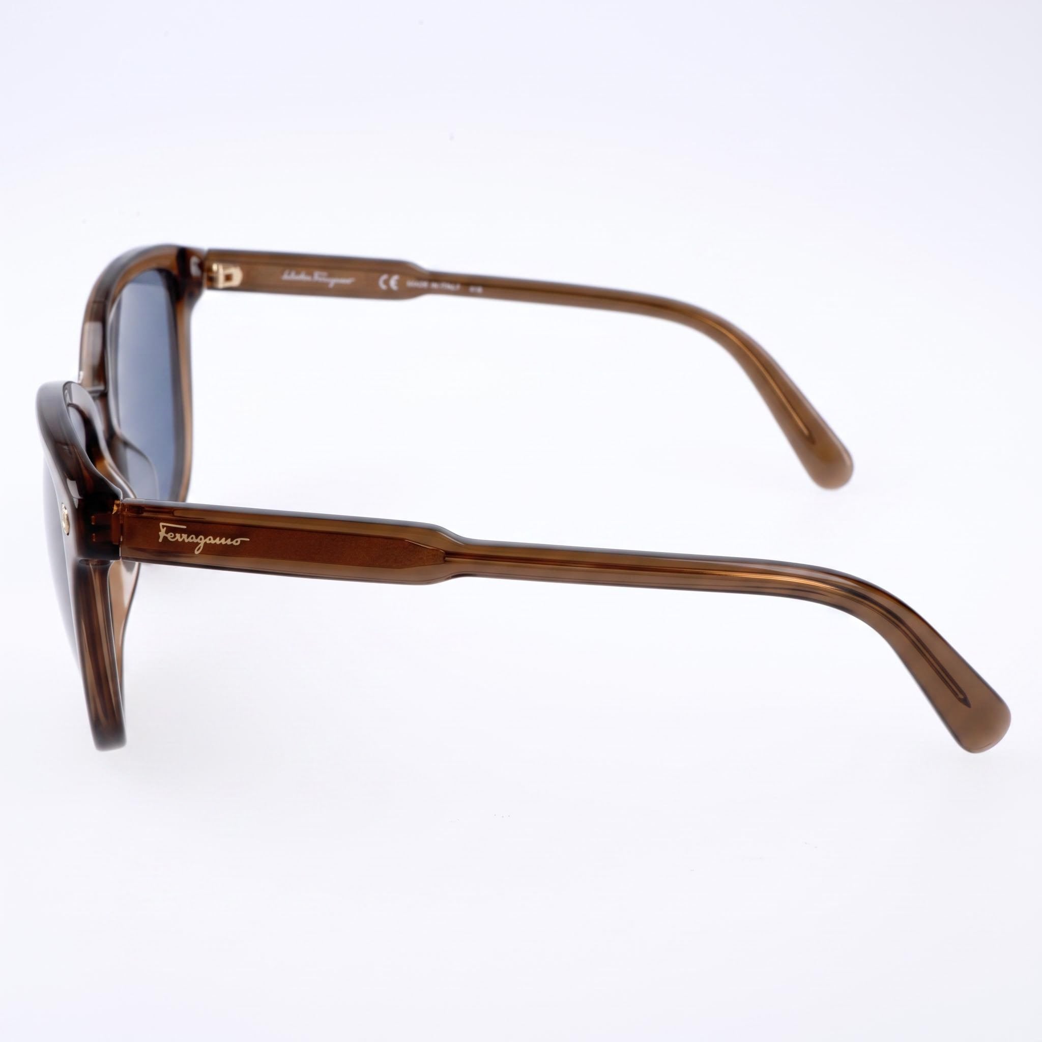 Gafas de sol Salvatore Ferragamo contemporáneas de acetato marrón para mujer, lentes UV azules, 56 mm, Photo 3