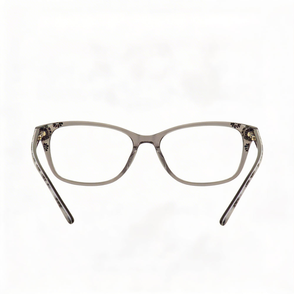 bebe BB5163 Women's Cat Eye Full Rim Plastic Prescription Eyeglasses Grey Crystal Floral 55-17-135mm