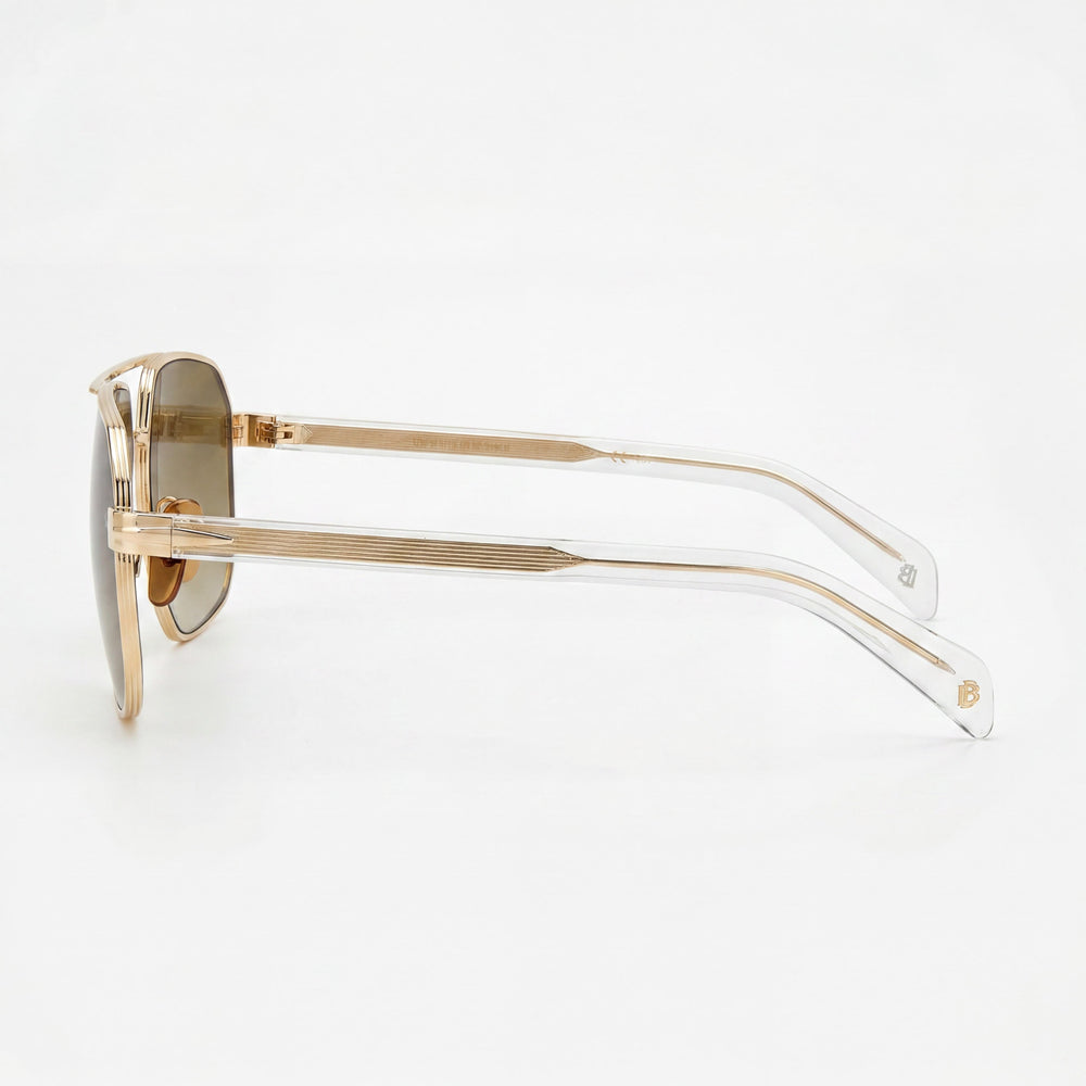 Gafas de sol David Beckham Classic DB 7102/S de metal dorado con cristales y protección UV400, no polarizadas, para mujer, de 61 mm