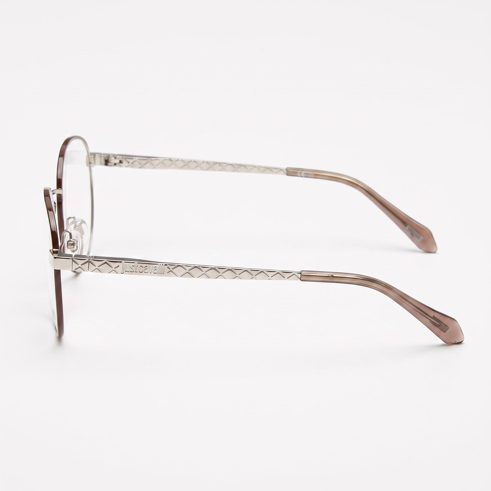 Just Cavalli classical Women's Eyewear, Frame Color Shiny Palladium & Brown, Lens Color Brown, Polycarbonate Lenses, 51mm, Photo 2