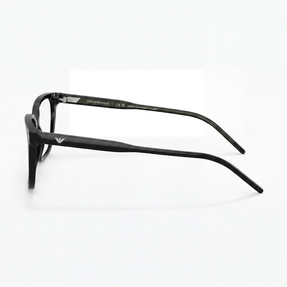 Montura para gafas Emporio Armani EA3258 para hombre, cuadradas, listas para graduar, de plástico negro brillante, 54 mm