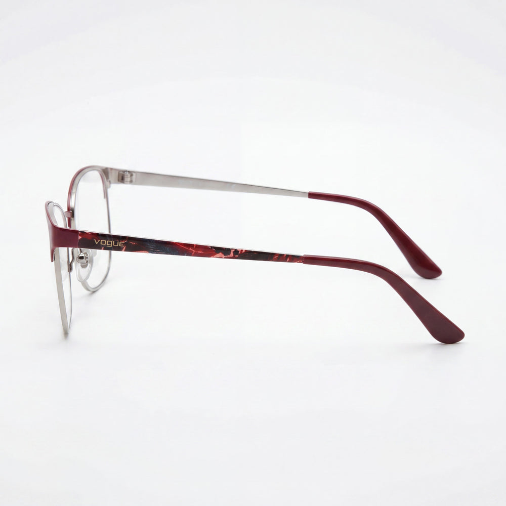 Vogue Eyewear Vo4072 Rectangular Metal Eyeglass Frames Women's Dark Red Silver Lens Width 52mm