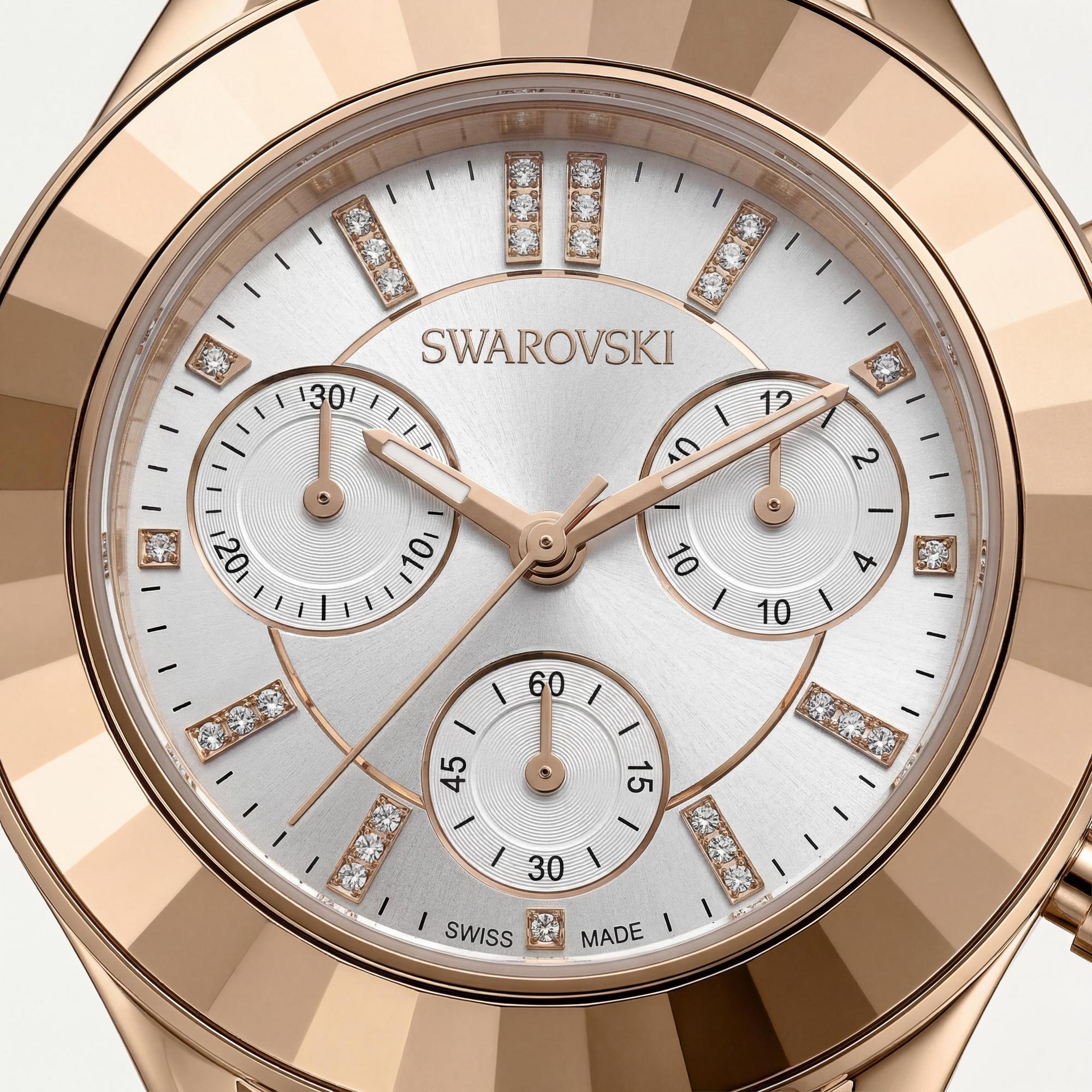 Reloj Swarovski Octea Lux Sport unisex con cronógrafo, acero inoxidable en oro rosa, esfera plateada y bisel de cristal de 37 mm., Photo 2