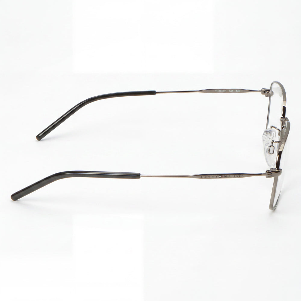 Tommy Hilfiger Ruthenium Silver Rectangle Eyeglasses for Men, 56mm