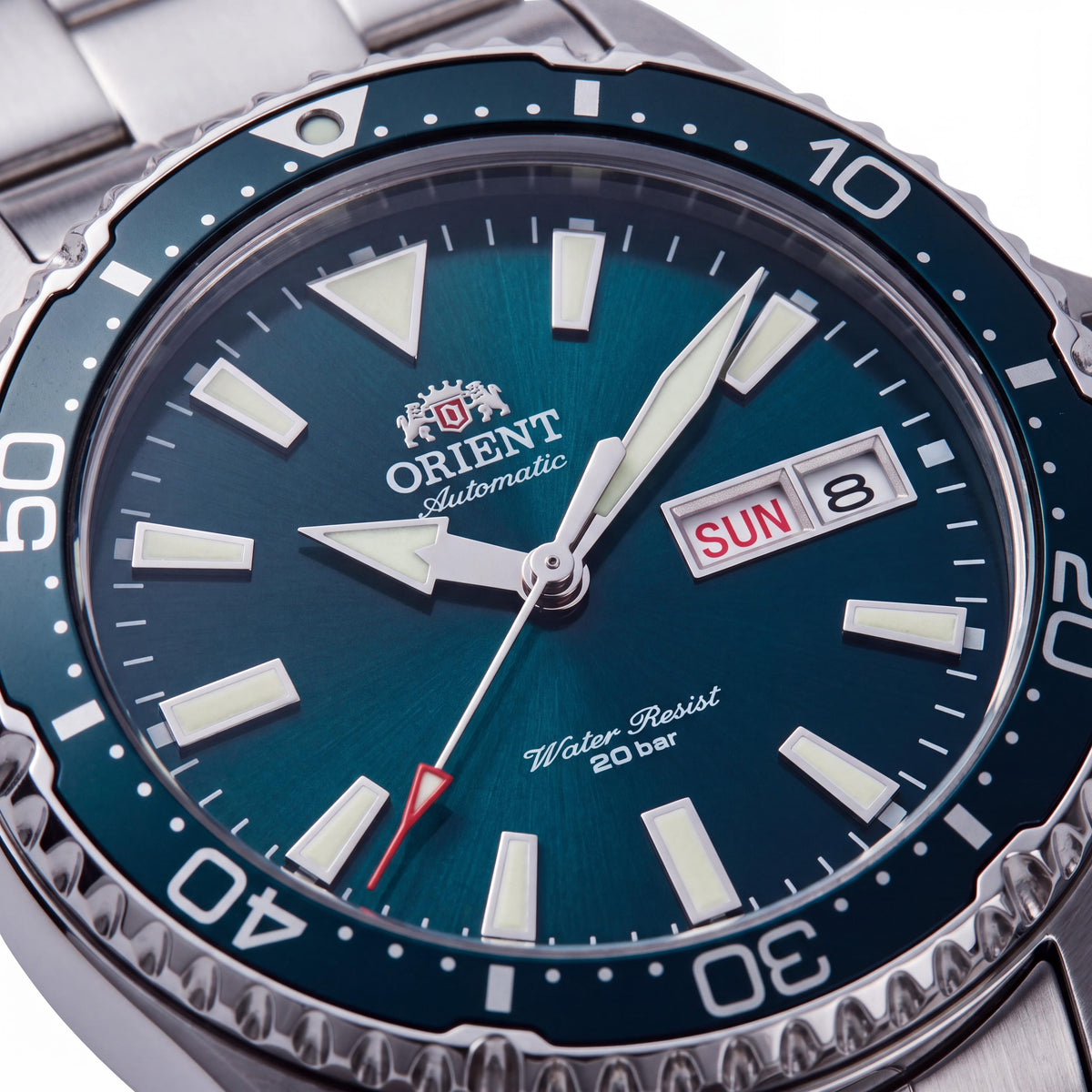 Reloj de buceo mecánico Orient Sporty para hombre, 42 mm, acero inoxidable, esfera verde, luminiscente, cristal de zafiro, Photo 2