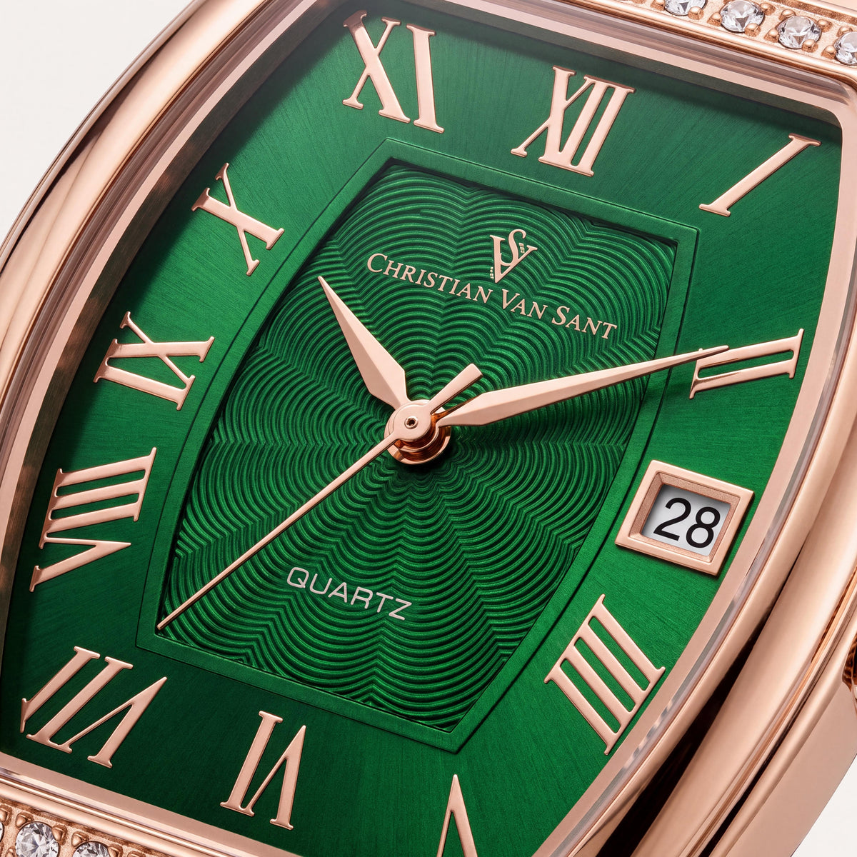 Reloj de cuarzo Christian Van Sant para mujer, esfera verde, pulsera de acero inoxidable, resistente al agua, Photo 2