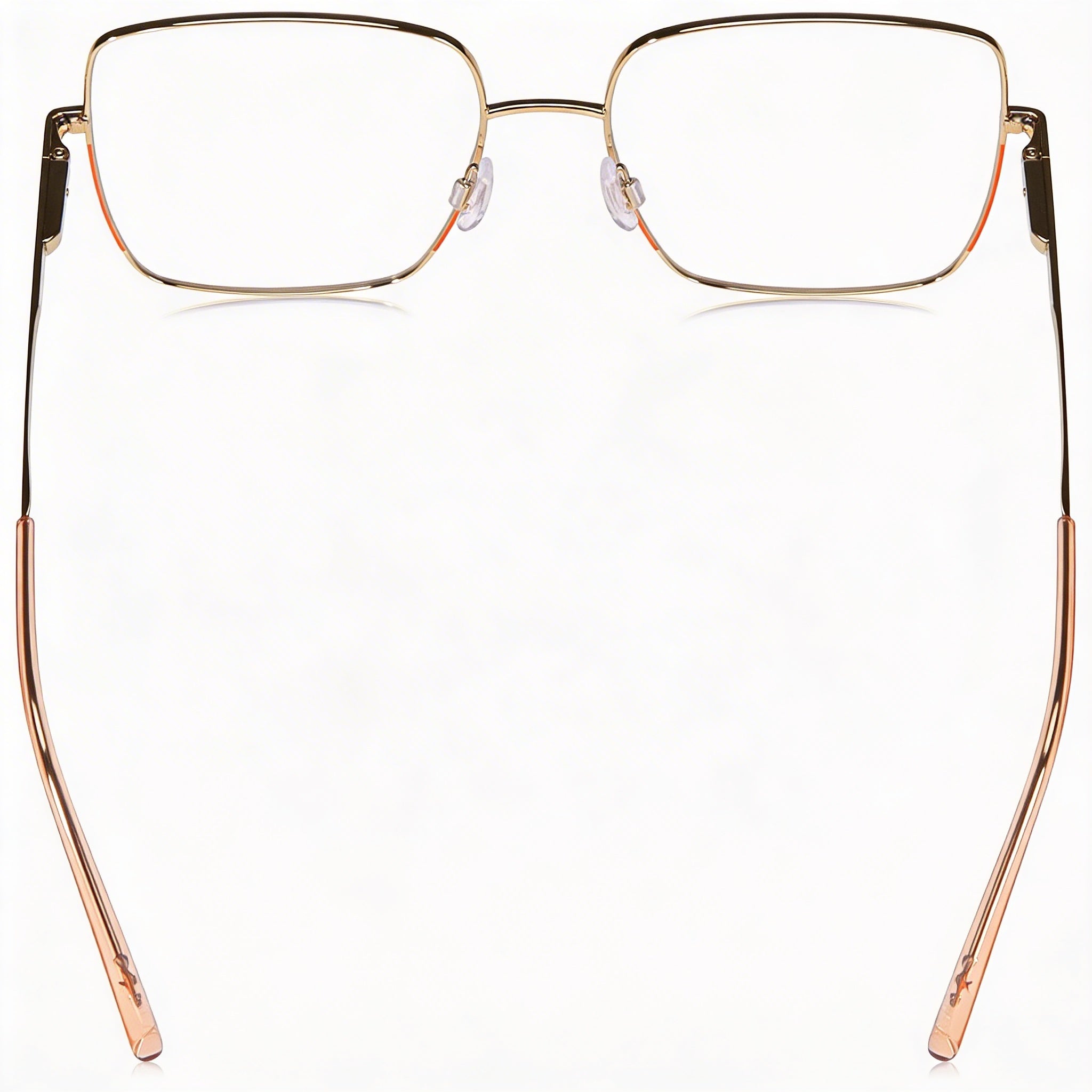 Gafas ópticas cuadradas de montura completa M Missoni para mujer en acero aleado, montura dorada y color melocotón con dimensiones de 55-17-140 mm, Photo 3