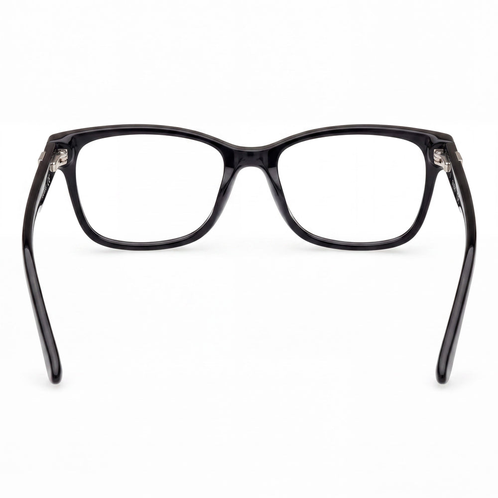GUESS Gu2943 Gafas de mujer con montura de plástico de un solo color de animal negro brillante con lentes transparentes 54/15/140