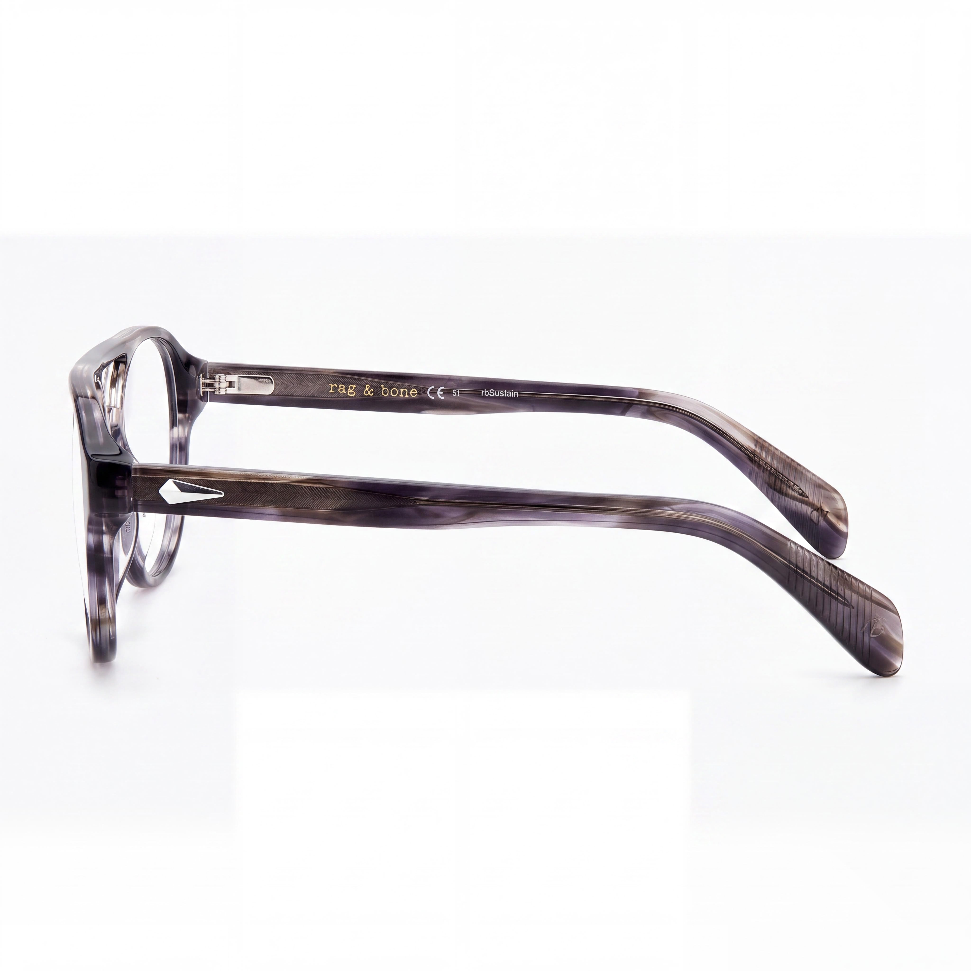 rag & bone Rnb7049/g Women's Grey Black Horn Acetate Frame Non-polarised Polycarbonate Lens 51mm Sunglasses, Photo 2