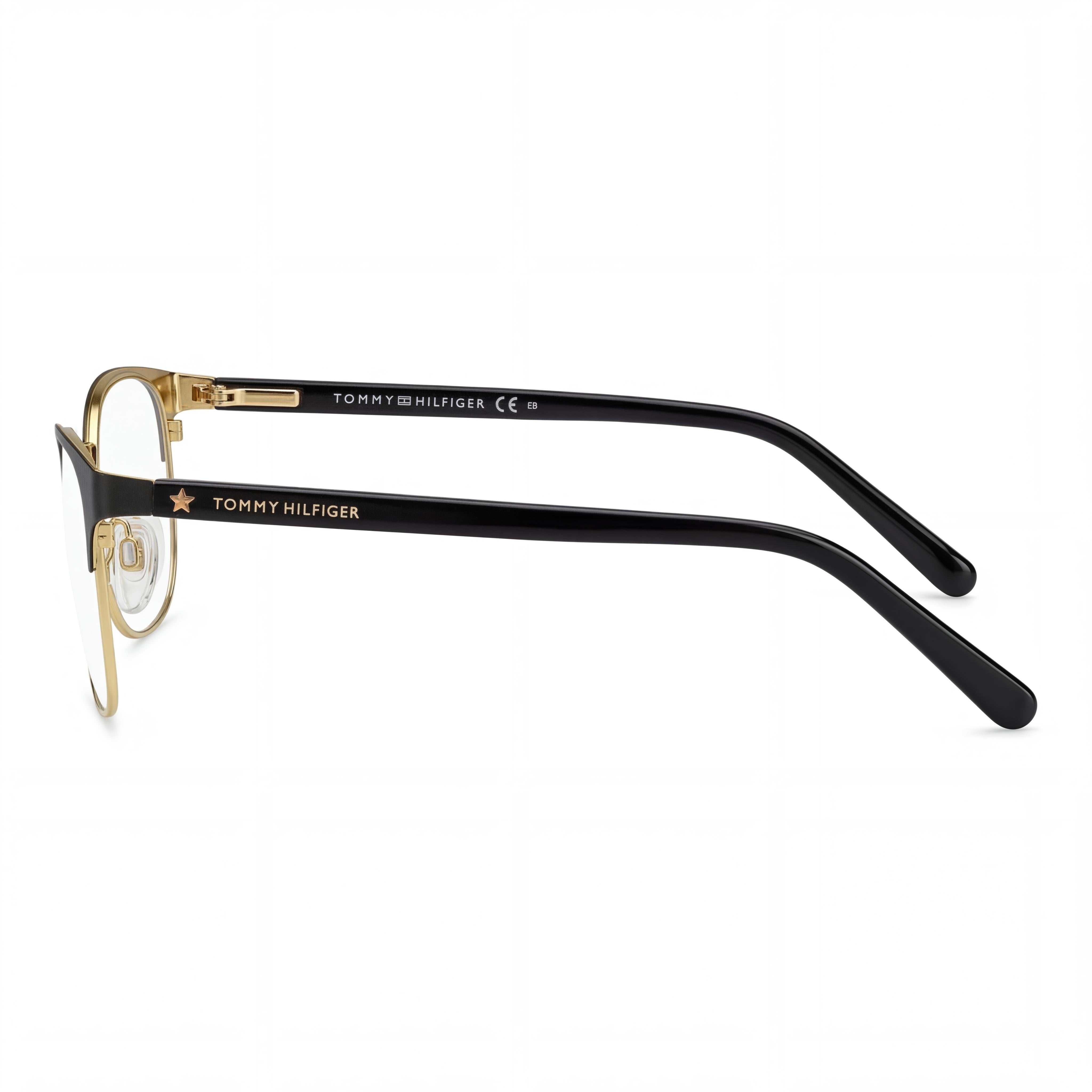 Monturas ópticas Tommy Hilfiger Th 1749 para mujer de acero aleado negro mate de 53 mm - Lentes de demostración transparentes, listas para graduar, Photo 3