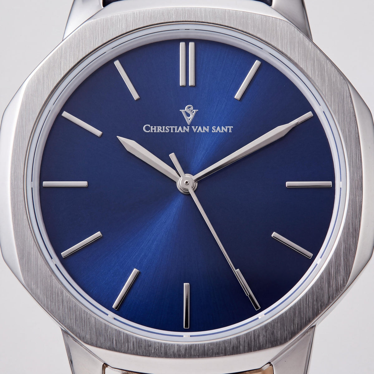 Reloj Christian Van Sant Octave Slim para mujer con correa de cuero, esfera azul, de acero inoxidable y resistente al agua, Photo 2