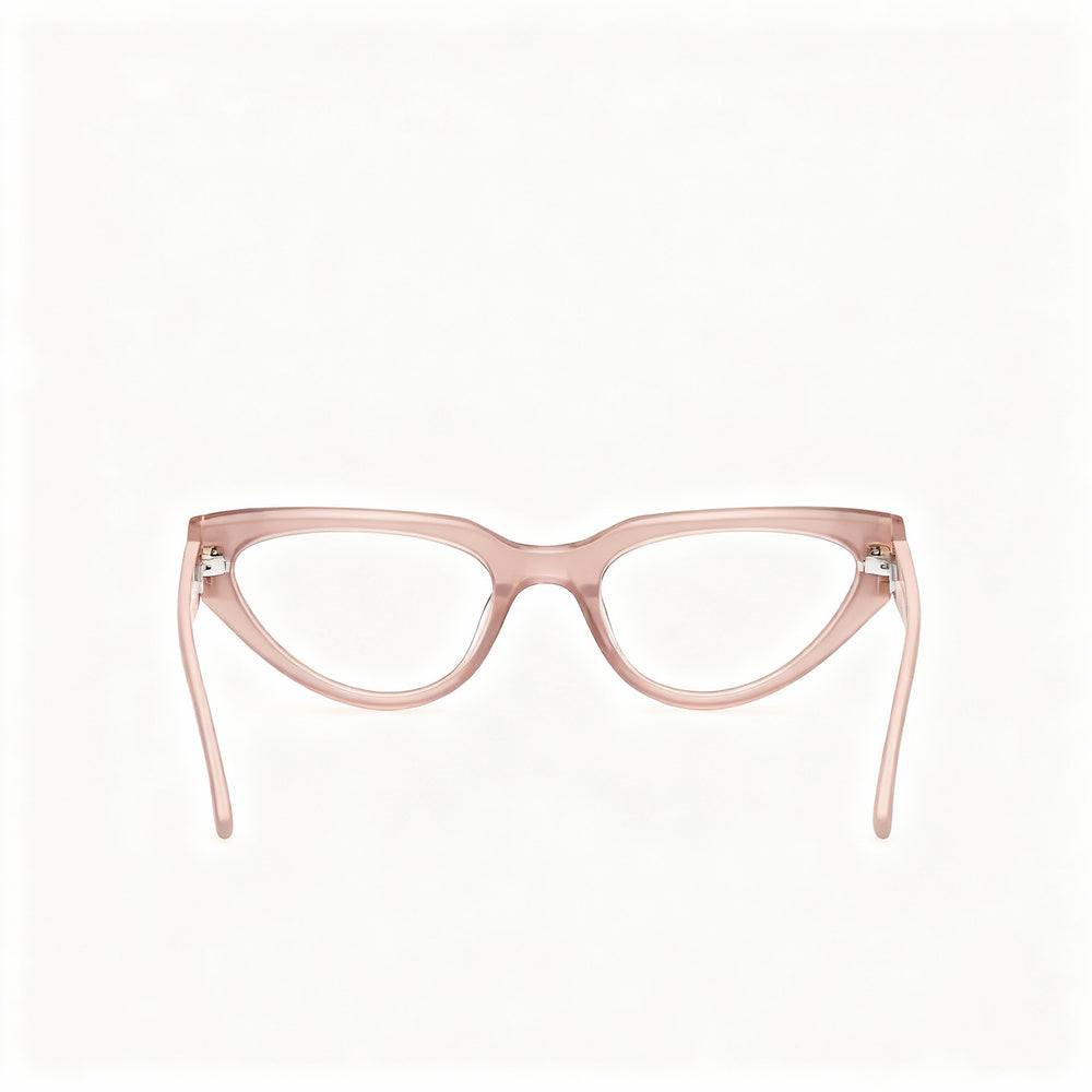 Gafas ópticas GUESS Gu50113 de plástico monocolor beige con diseño de ojo de gato para mujer, 53-18-145