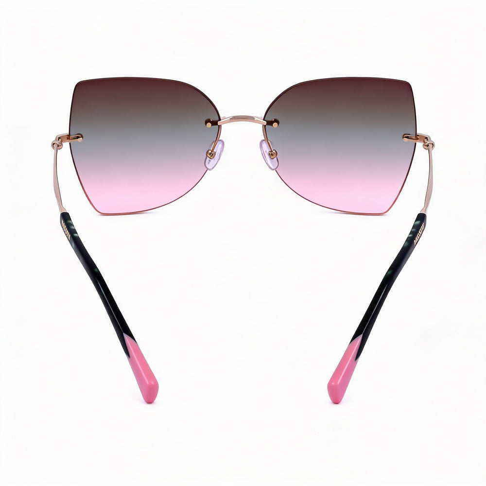 Gafas de sol Missoni Casual para mujer, de metal dorado, con protección UV y lentes de doble tono gris marrón de 60 mm