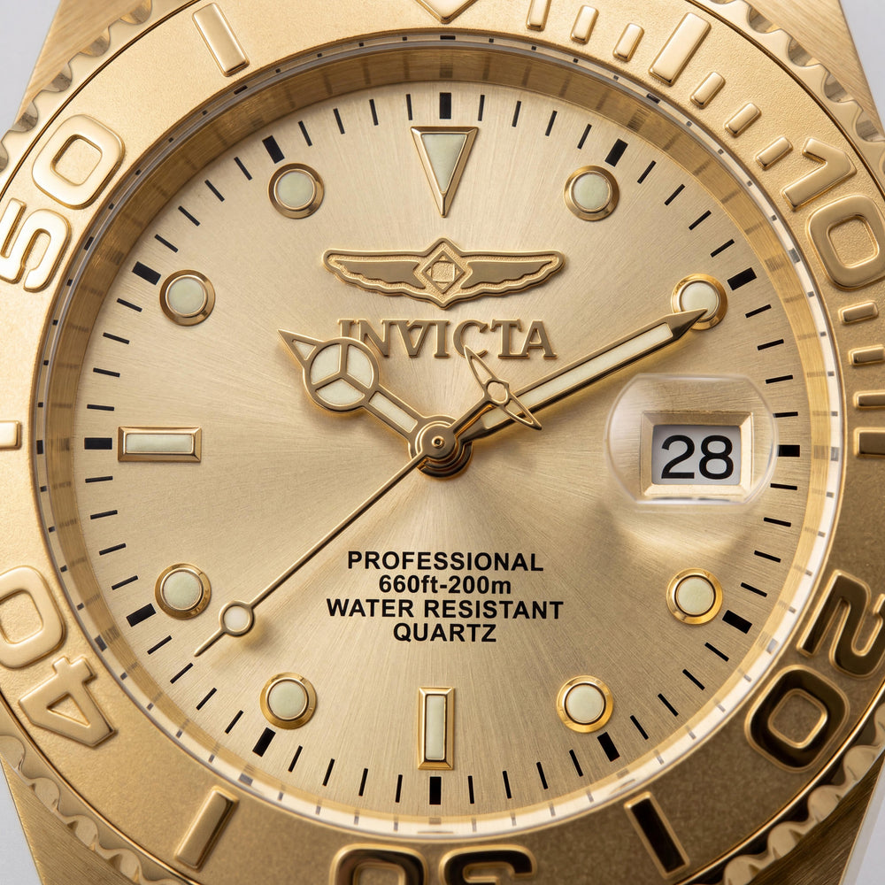Reloj Invicta Pro Diver 69523 Unisex, Cuarzo, Esfera Dorada, Brazalete de Acero Inoxidable, 43mm, Resistente al Agua 3 ATM