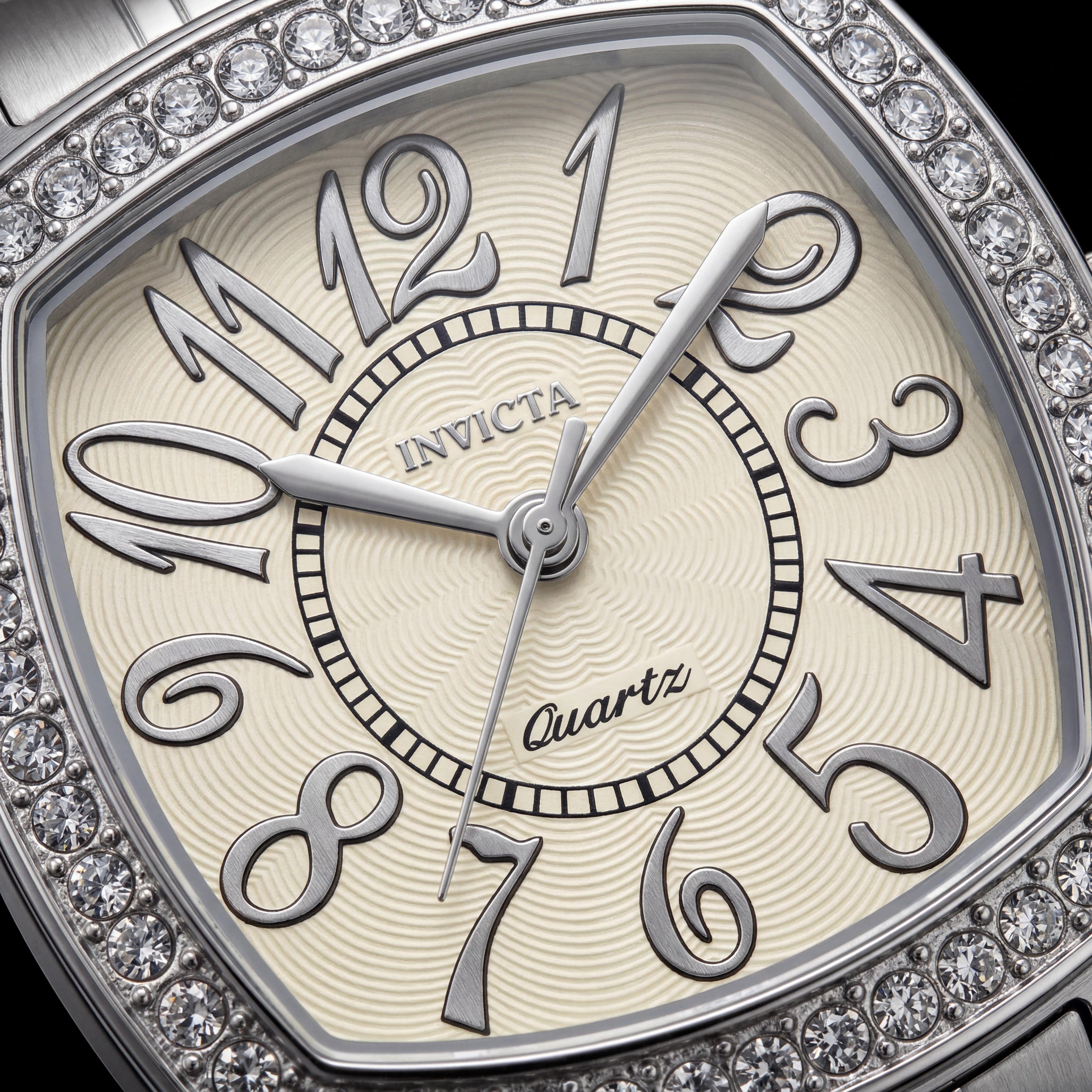 Reloj de cuarzo unisex Invicta Wildflower 69363, caja de acero inoxidable de 31 mm en tono plateado, esfera beige, Photo 2