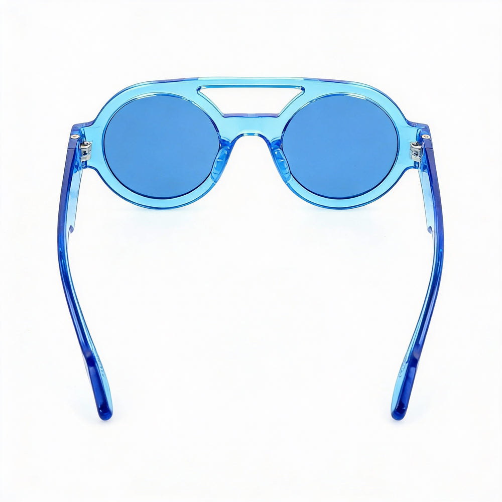 adidas Sports Unisex Multi-coloured Plastic Frame Blue Lens UV Protected Sunglasses, 47mm Lens Width