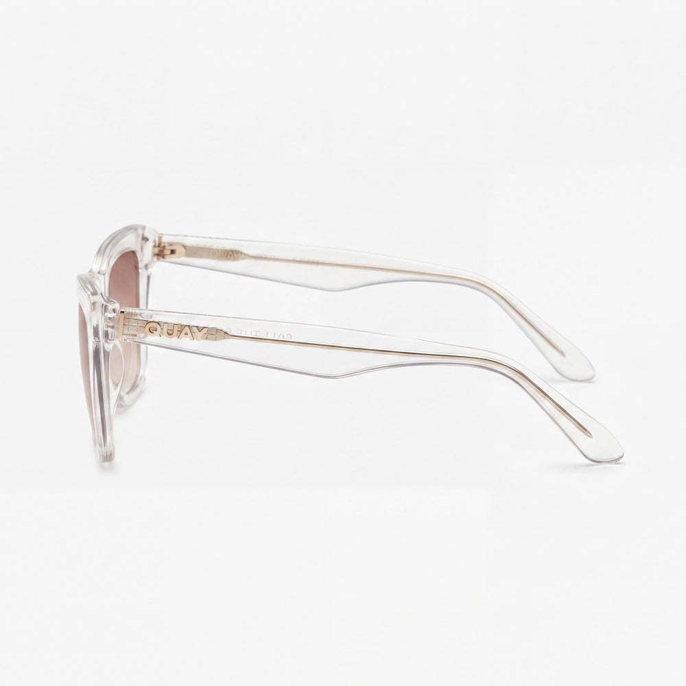 QUAY AUSTRALIA Call the Shots Women's Cat Eye Clear Frame Sepia Lenses UV Protection Sunglasses 145-19-150