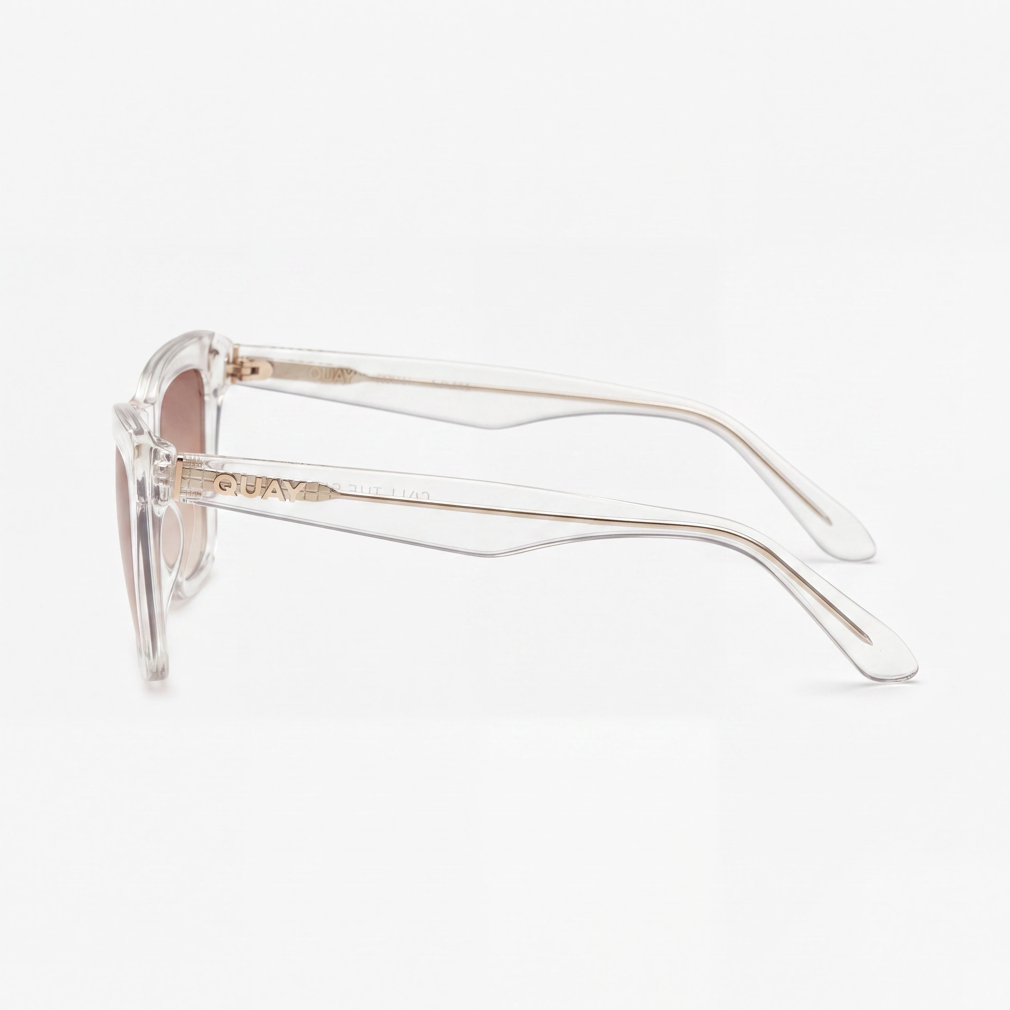 QUAY AUSTRALIA Call the Shots Women's Cat Eye Clear Frame Sepia Lenses UV Protection Sunglasses 145-19-150, Photo 3