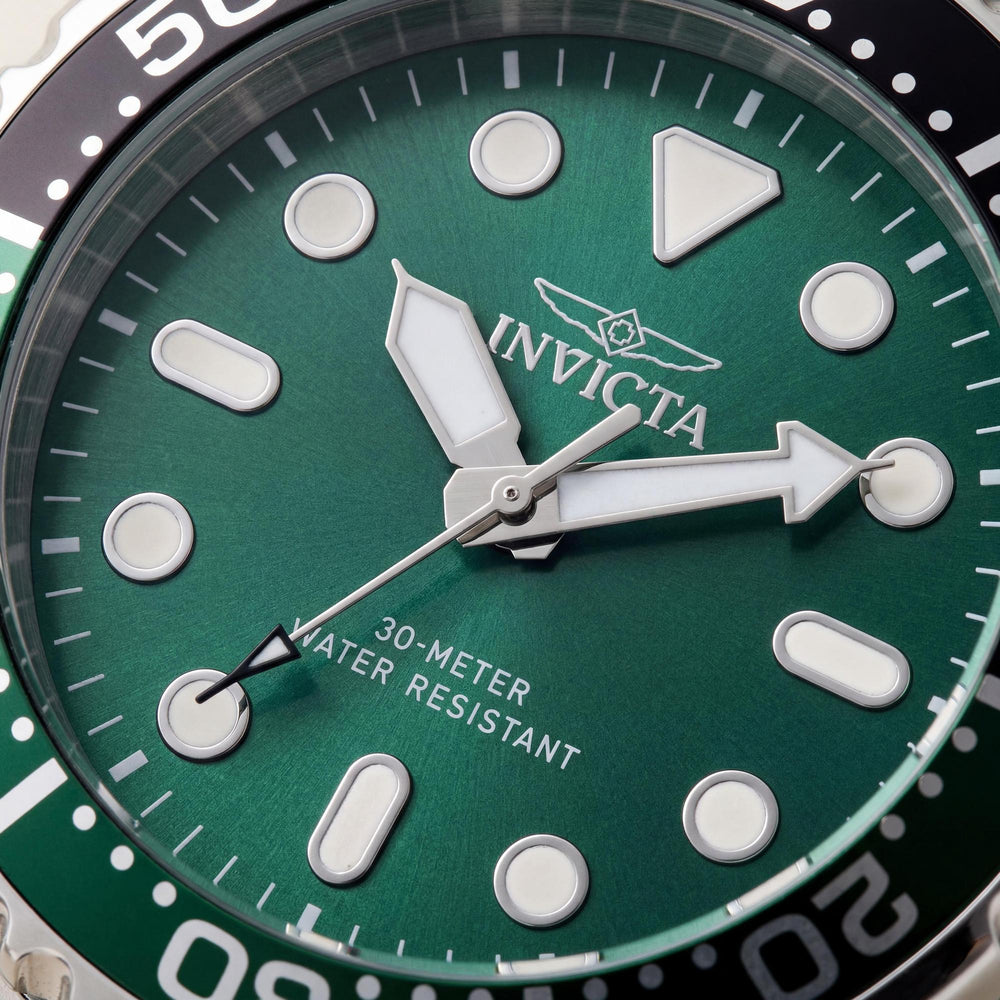 Reloj Invicta Pro Diver 47220 para hombre, de acero inoxidable, color plata, verde y negro, resistente al agua, de cuarzo, 48 mm