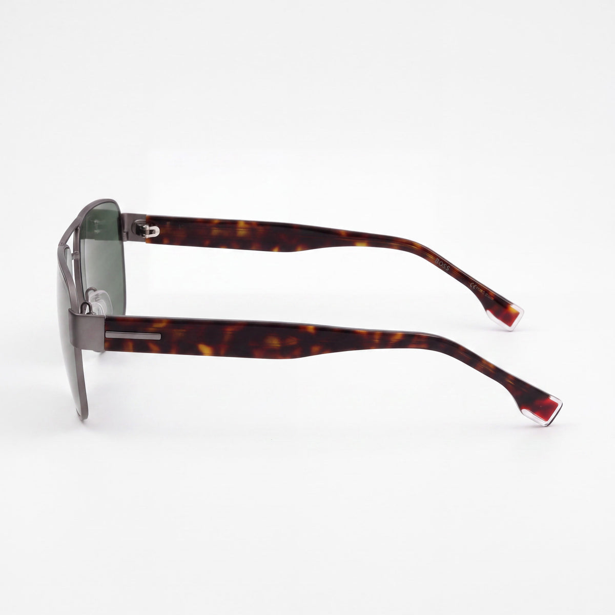 Gafas de sol unisex Hugo Boss Casual con montura de acero inoxidable en tono habana y lentes verdes con protección UV de 60 mm, Photo 3