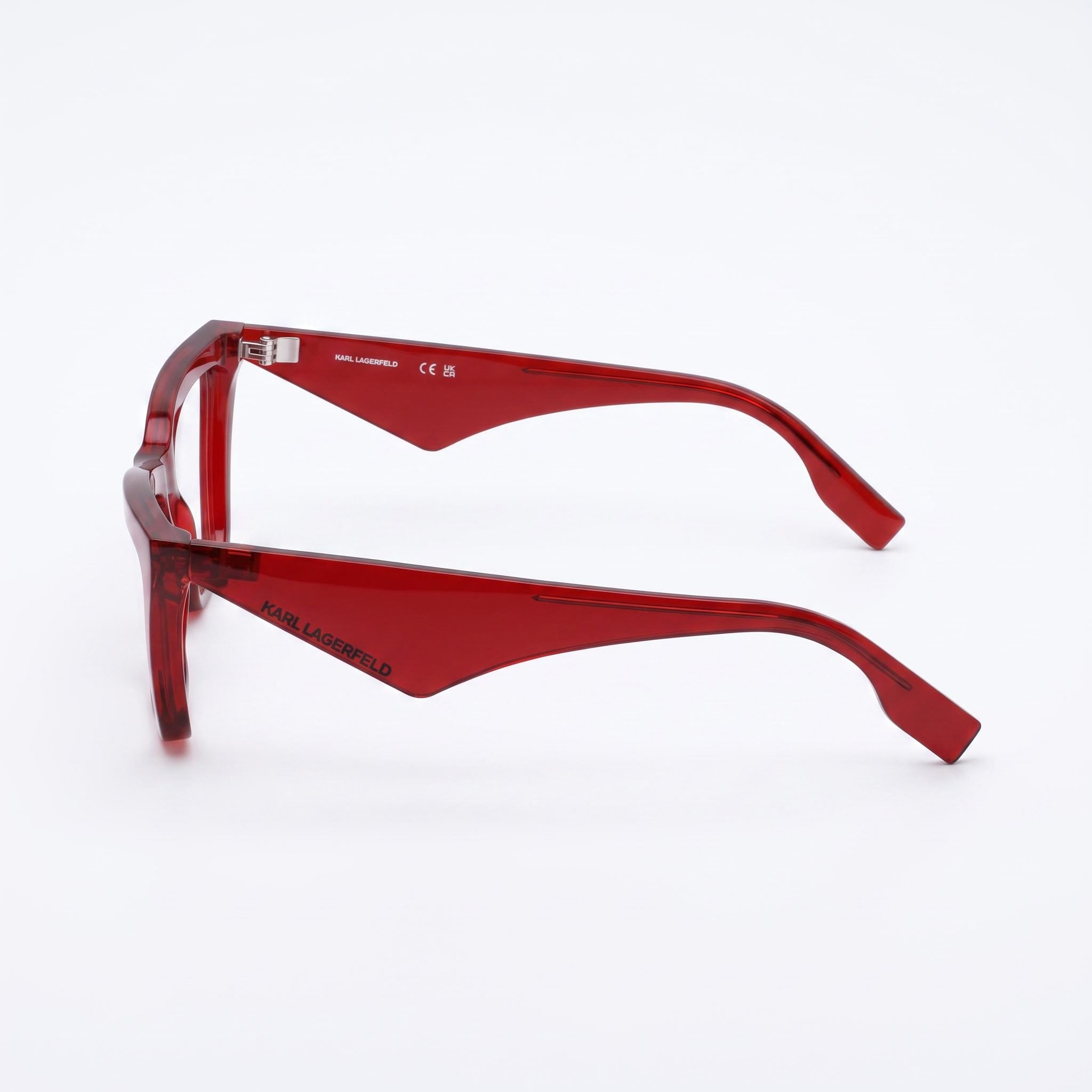 KARL LAGERFELD Kl6195 Women's Red Acetate Eyeglasses with Clear Polycarbonate Lenses, Size 54-17-140, Photo 3