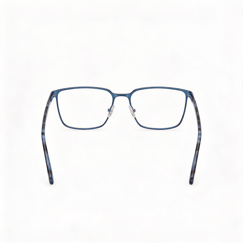 GUESS Gu50243 Gafas para hombre con montura de metal azul mate/brillante y lentes de policarbonato, ancho de lente 56 mm, puente 18 mm, longitud de patilla 145 mm