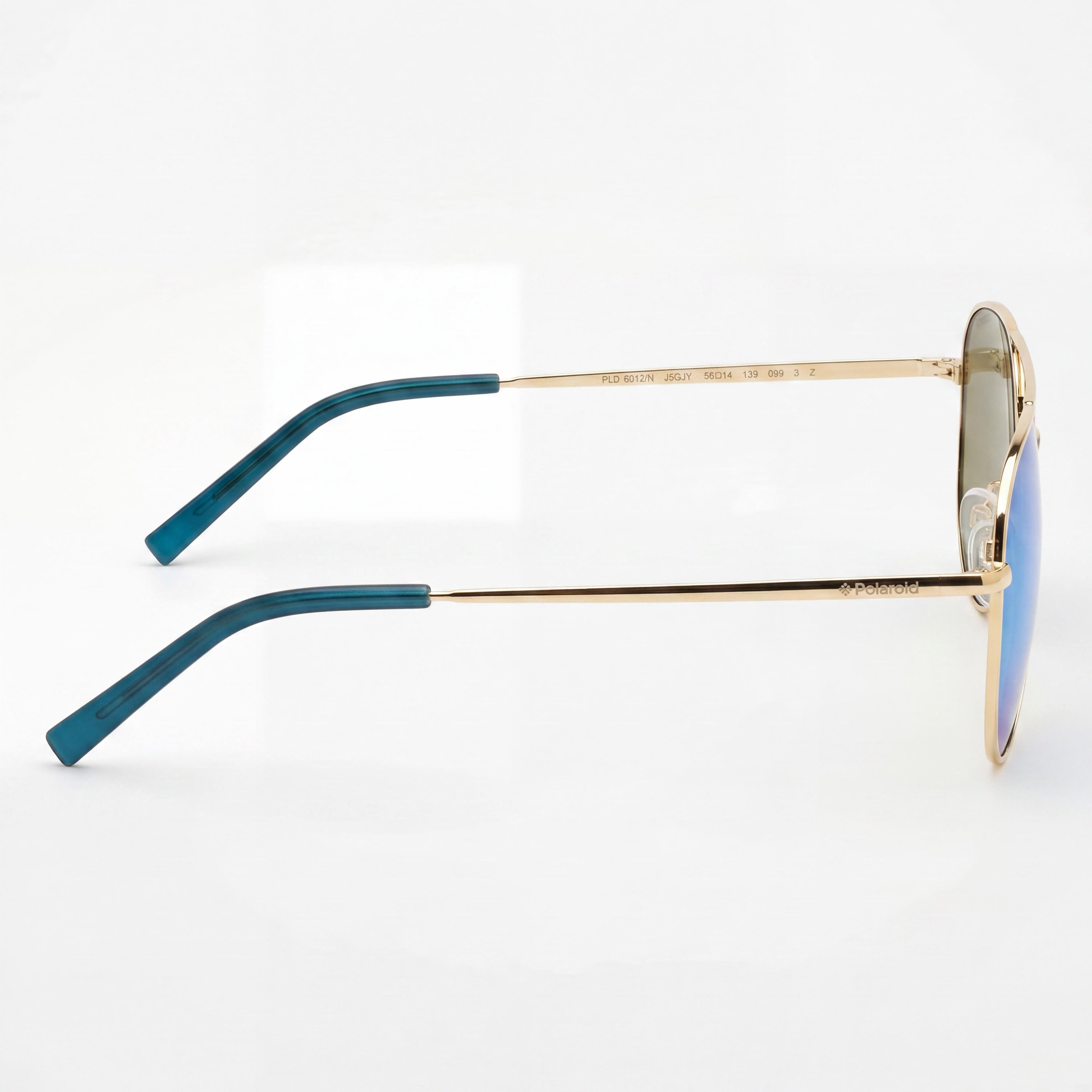Polaroid Gafas de Sol de Aviador para Hombre, Montura Metálica Dorada, Lentes Antirreflectantes Grises y Azules Espejados, Protección UV 400, Ancho de Lente 54mm, Photo 3