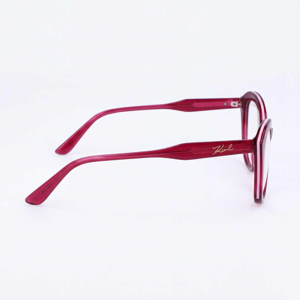 KARL LAGERFELD Women's Kl6137 Cat Eye Eyeglasses with Iniettato Frame in Antique Rose, 52mm Lens Width, Photo 3