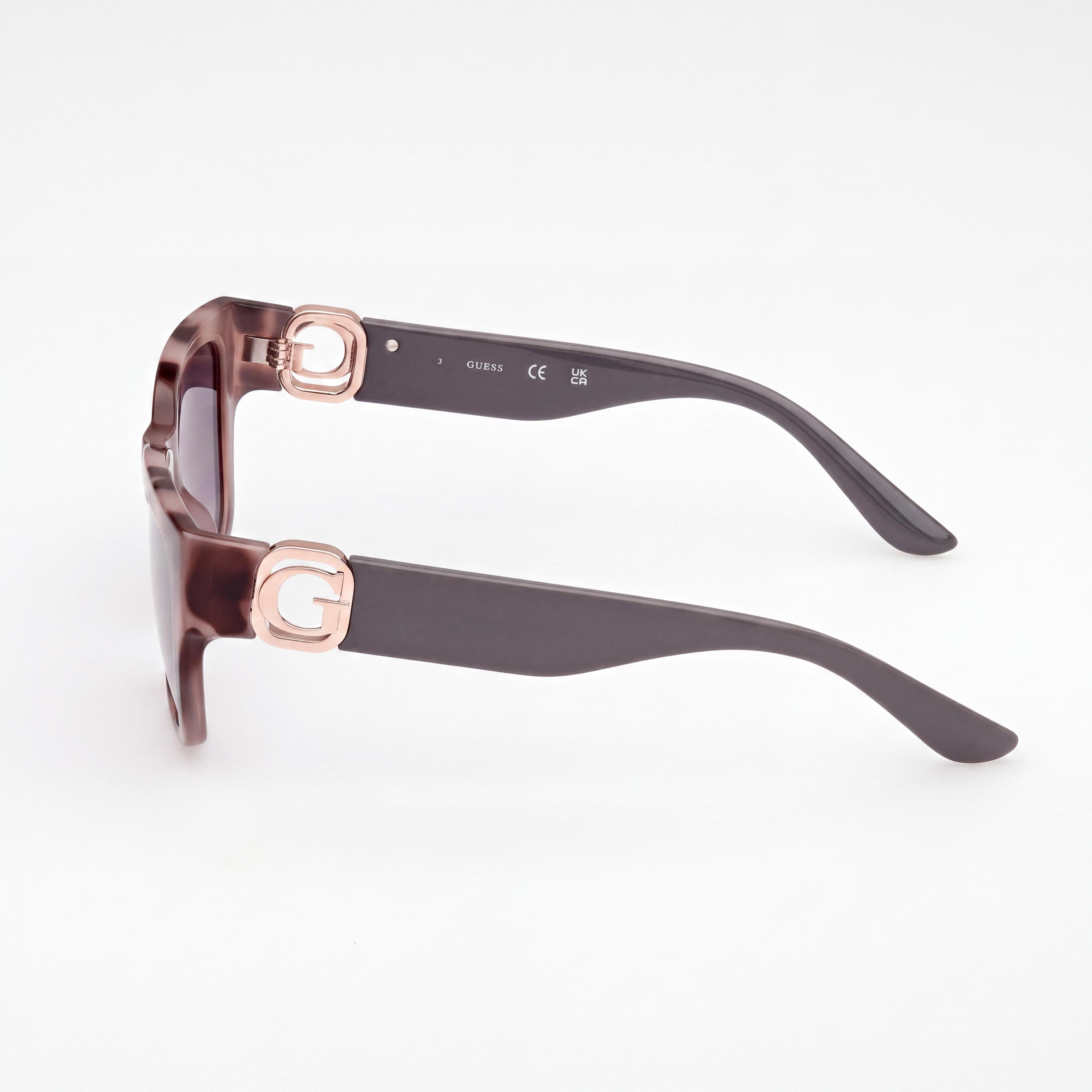 GUESS GU00105 Women's Injected Sunglasses, Coloured Havana Shiny Grey with Gradient Smoke Grey Lenses, 56mm, Photo 3