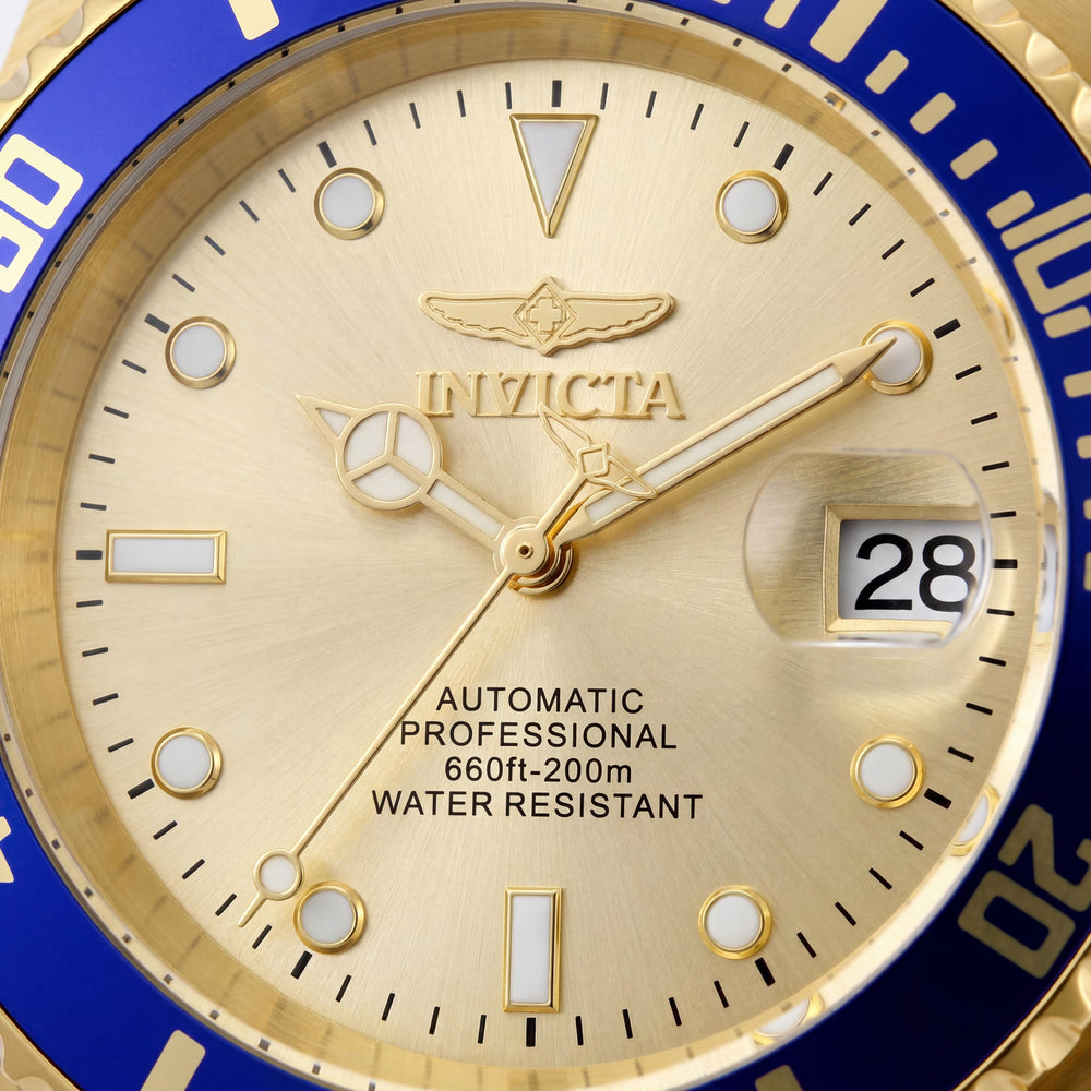 Invicta Pro Diver Bracelet Men's 42mm Automatic Gold Blue Stainless Steel Water Resistant Watch with Date