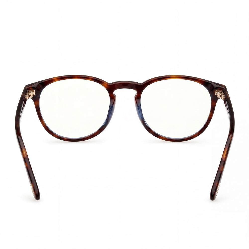 Gafas Tom Ford Ft5803-b para hombre, montura de plástico pantografiado brillante color habana, con lentes transparentes que bloquean la luz azul, 49mm