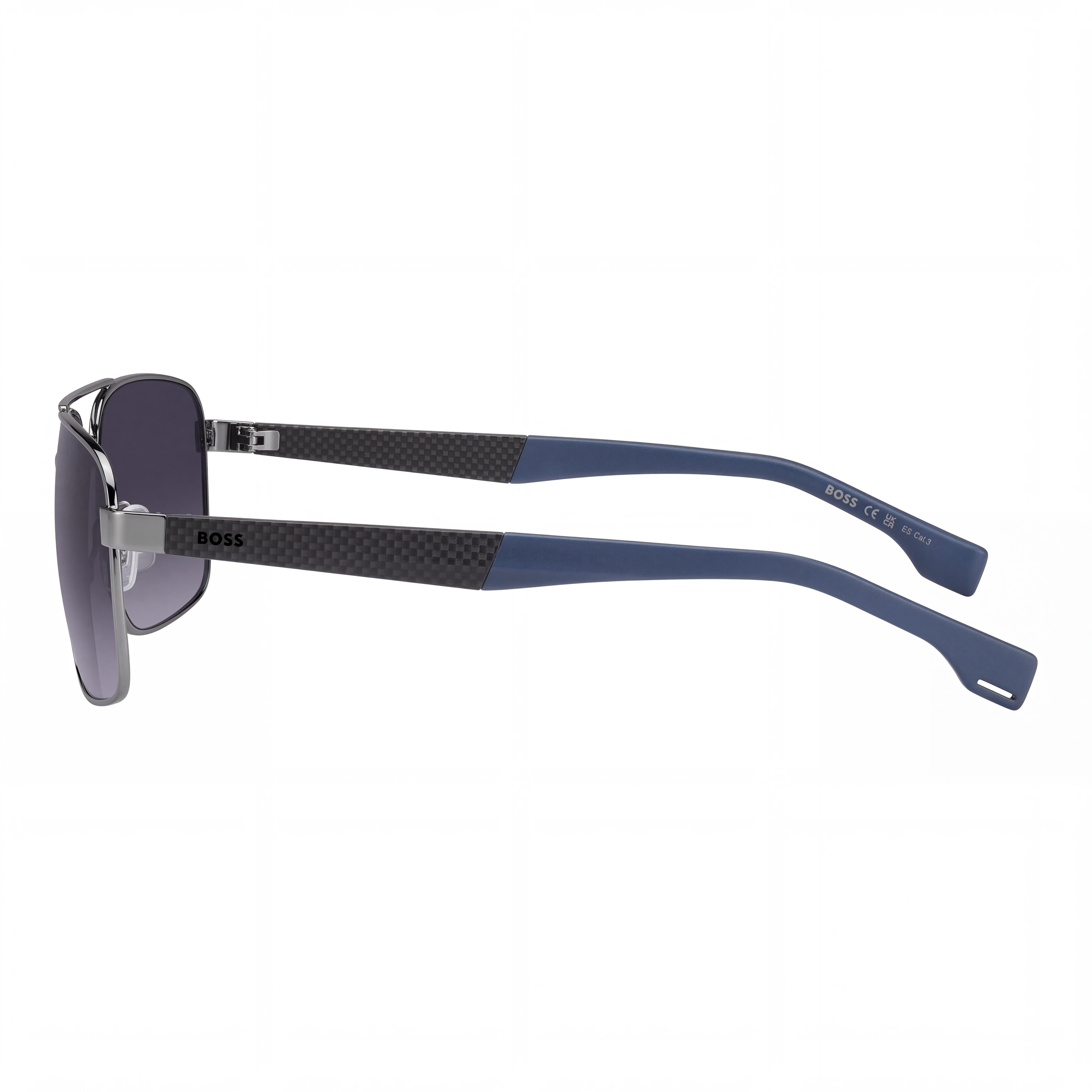 Gafas de sol Hugo Boss para hombre BOSS 1580/S Navigator de acero inoxidable, rutenio, azul, marrón, gris sombreado, 59mm, protección UV, Photo 2