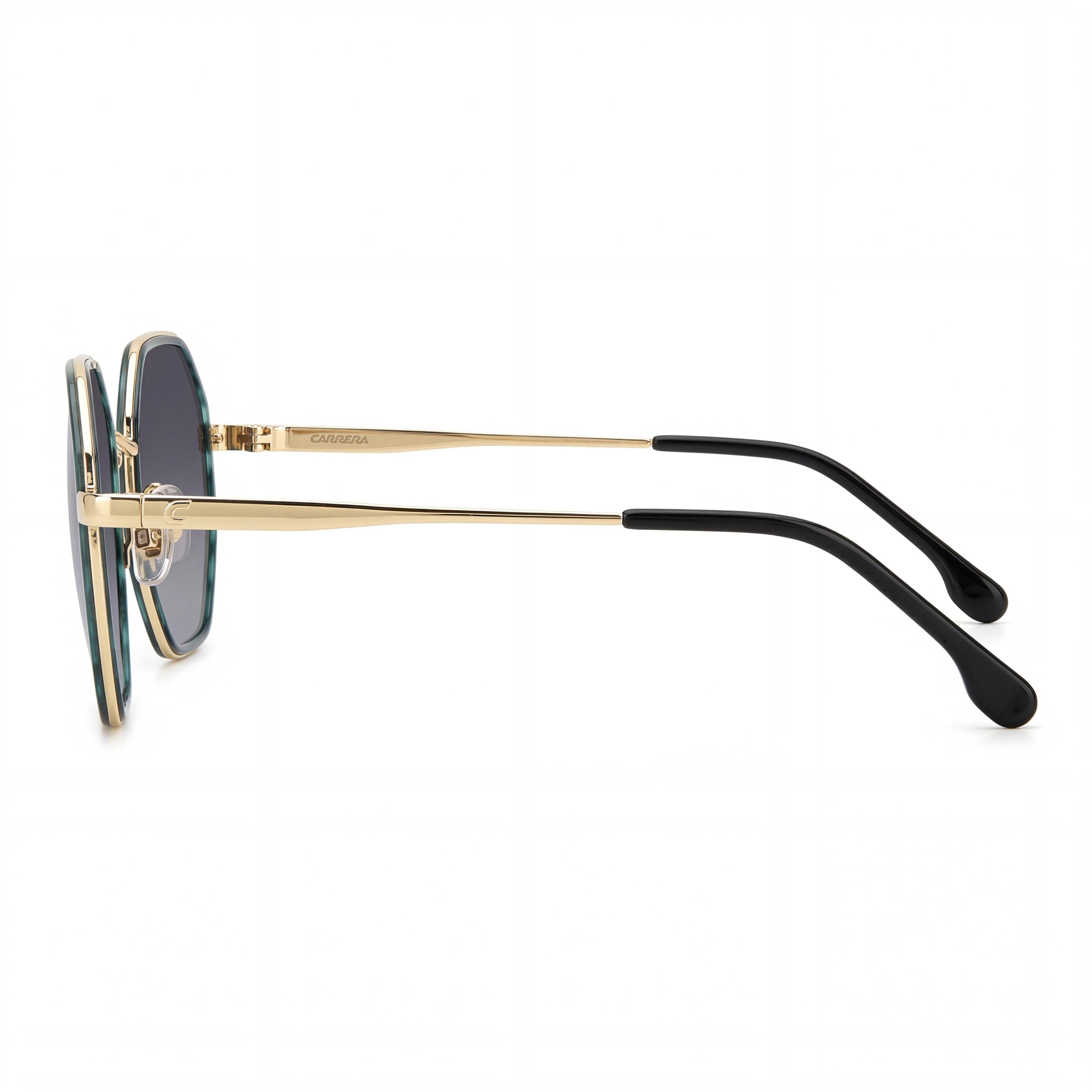 Gafas de sol Carrera Casual para mujer, montura de metal, lentes de policarbonato, cuerno verde, lentes gris oscuro jaspeado 53 mm, Photo 3