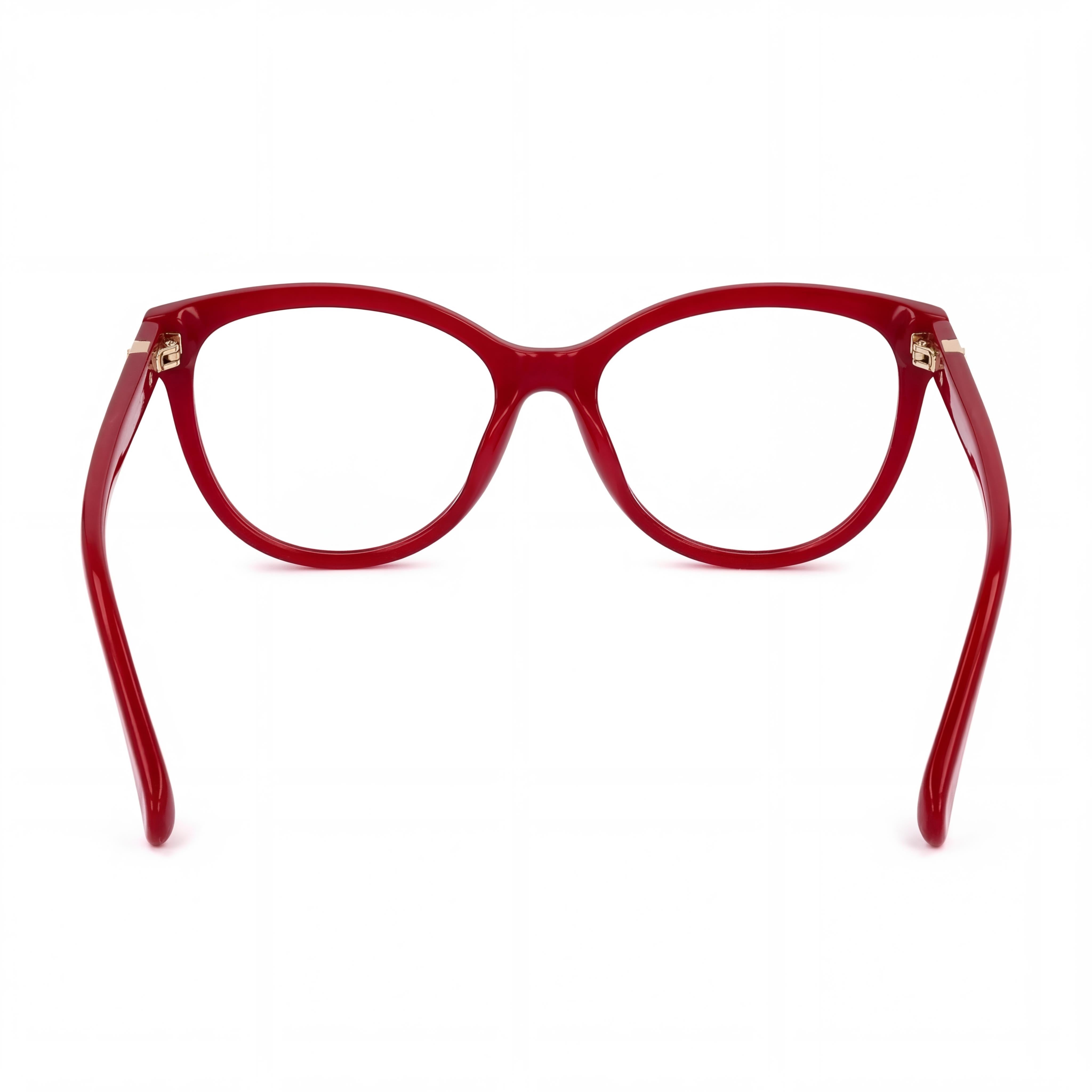 MaxMara Casual MM5024 Women's Acetate Frame Shiny Red Sunglasses with Transparent Lenses Size 54-16-140, Photo 4