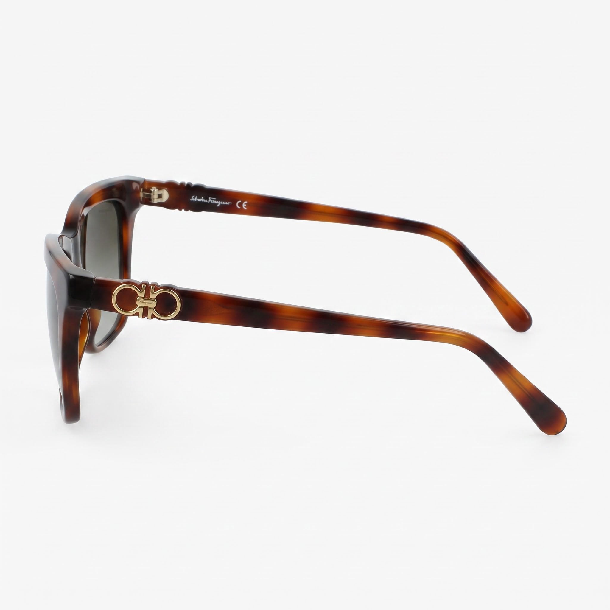 Gafas de sol Ferragamo Sf1027s unisex con montura de plástico Carey y lentes degradadas grises, protección UV del 100%, 55 mm, Photo 3
