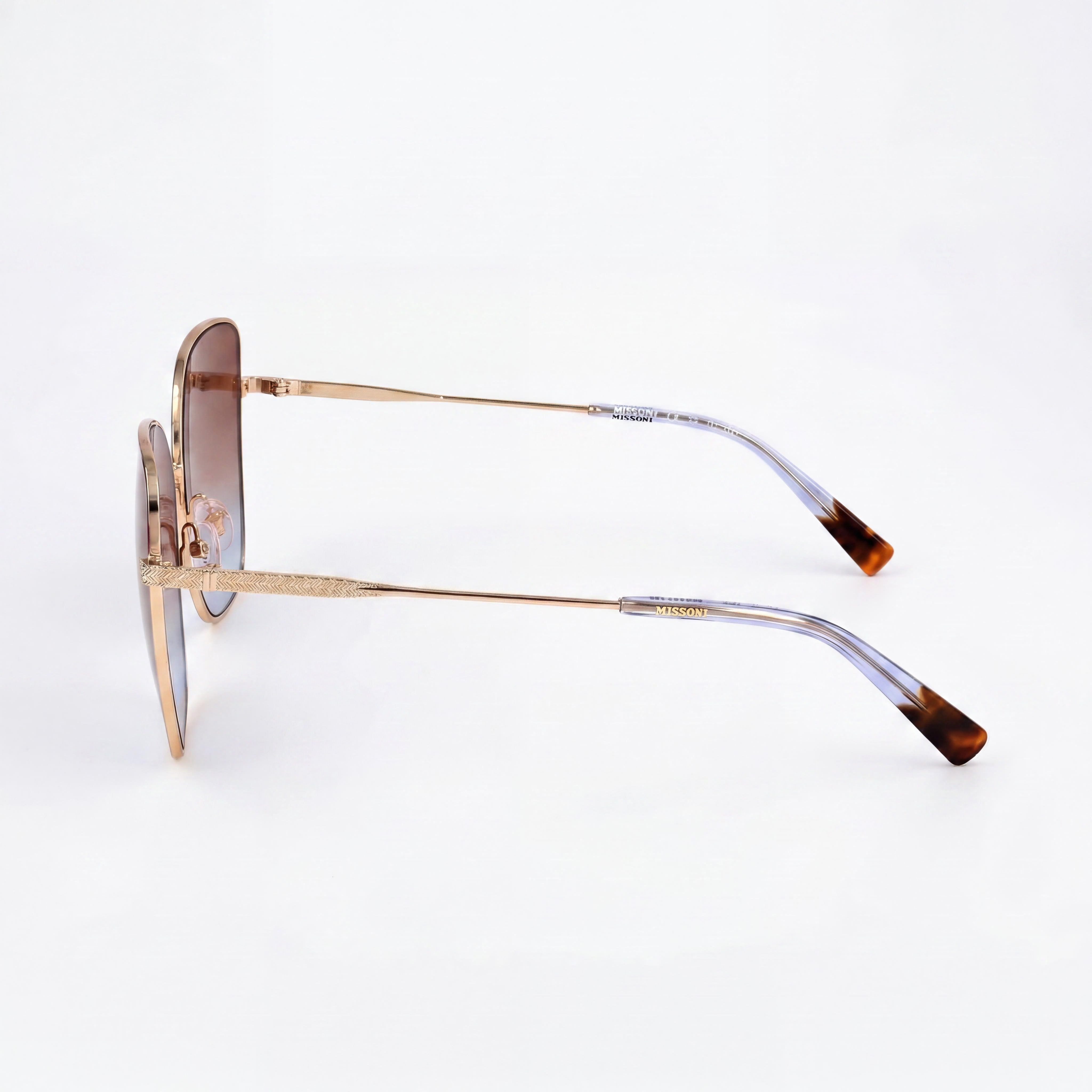 Missoni Classic Women's Grey Gold Metal Frame Sunglasses Dark Grey Shaded Lenses 59mm UV Protection, Photo 3