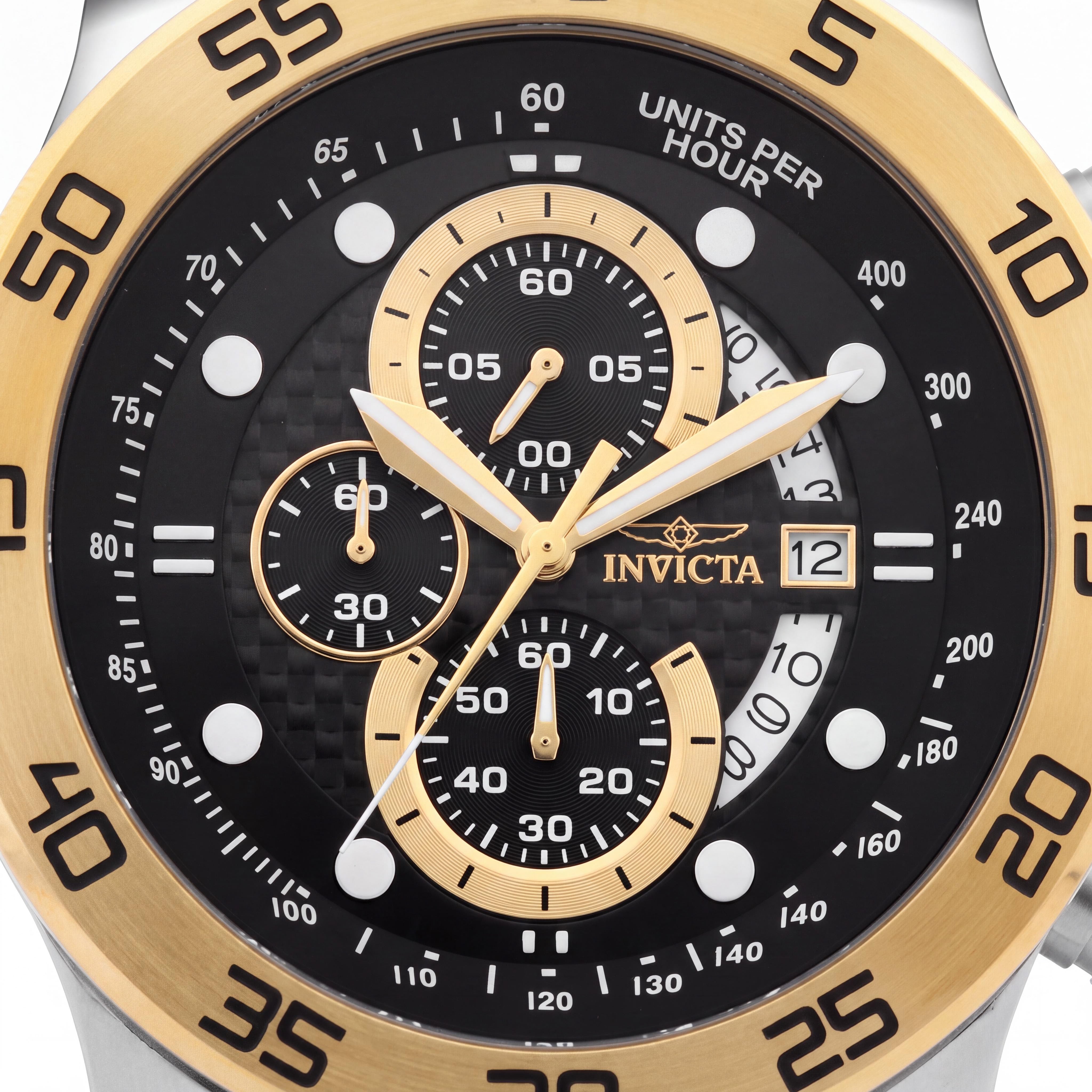 Reloj Invicta para hombre, cronógrafo de cuarzo japonés, de acero inoxidable dorado, poliuretano negro, resistente al agua hasta 100 m, 51 mm, Photo 2