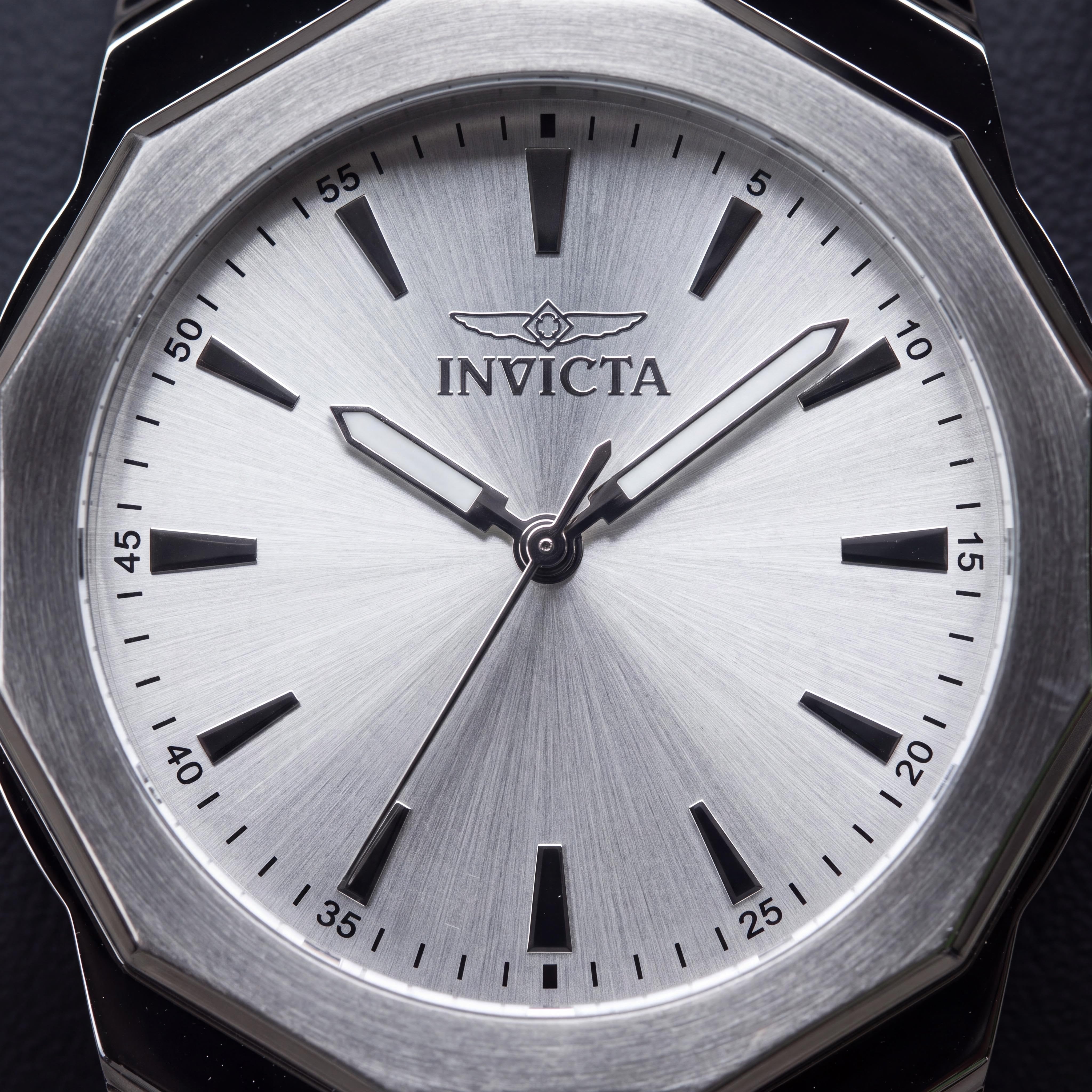 Reloj Invicta unisex, pulsera de acero inoxidable plateado, movimiento de cuarzo, resistente al agua, pantalla analógica, caja redonda de 34 mm, Photo 2