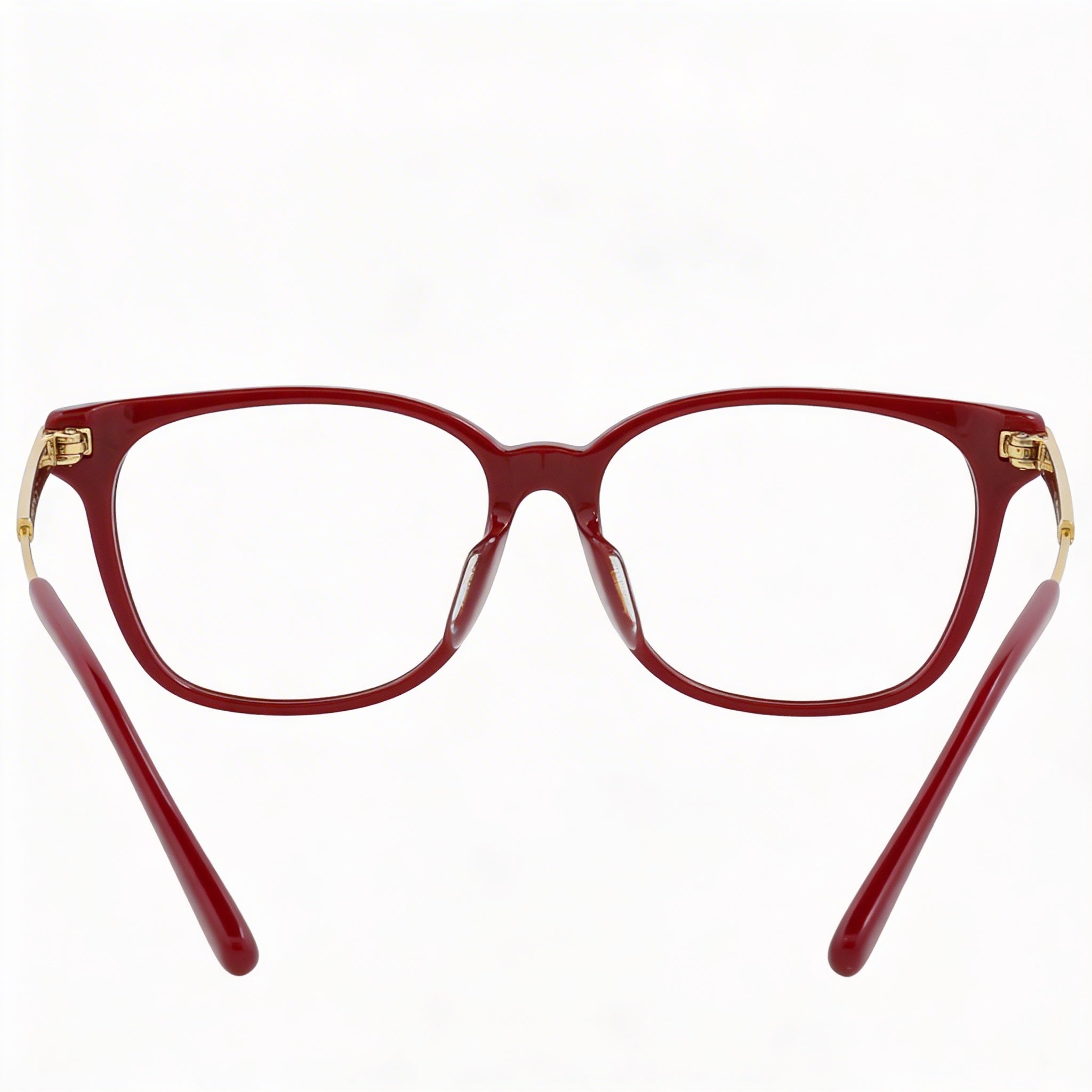 Gafas Ópticas Cuadradas/Rectangulares Bottega Veneta para Mujer, Montura de Plástico Transparente Burdeos y Dorado, 53mm, Photo 4