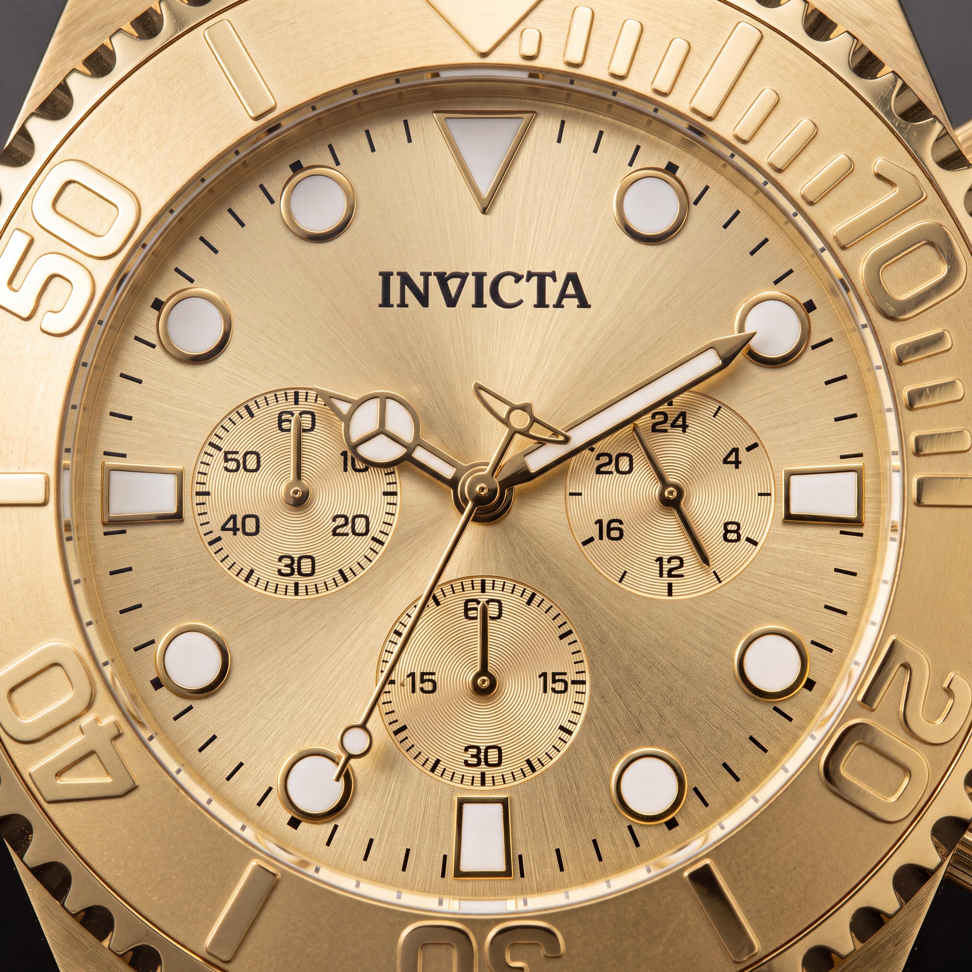 Reloj cronógrafo Invicta Pro Diver 50588 unisex de cuarzo con esfera dorada, brazalete de acero inoxidable, caja de 47 mm, Photo 2