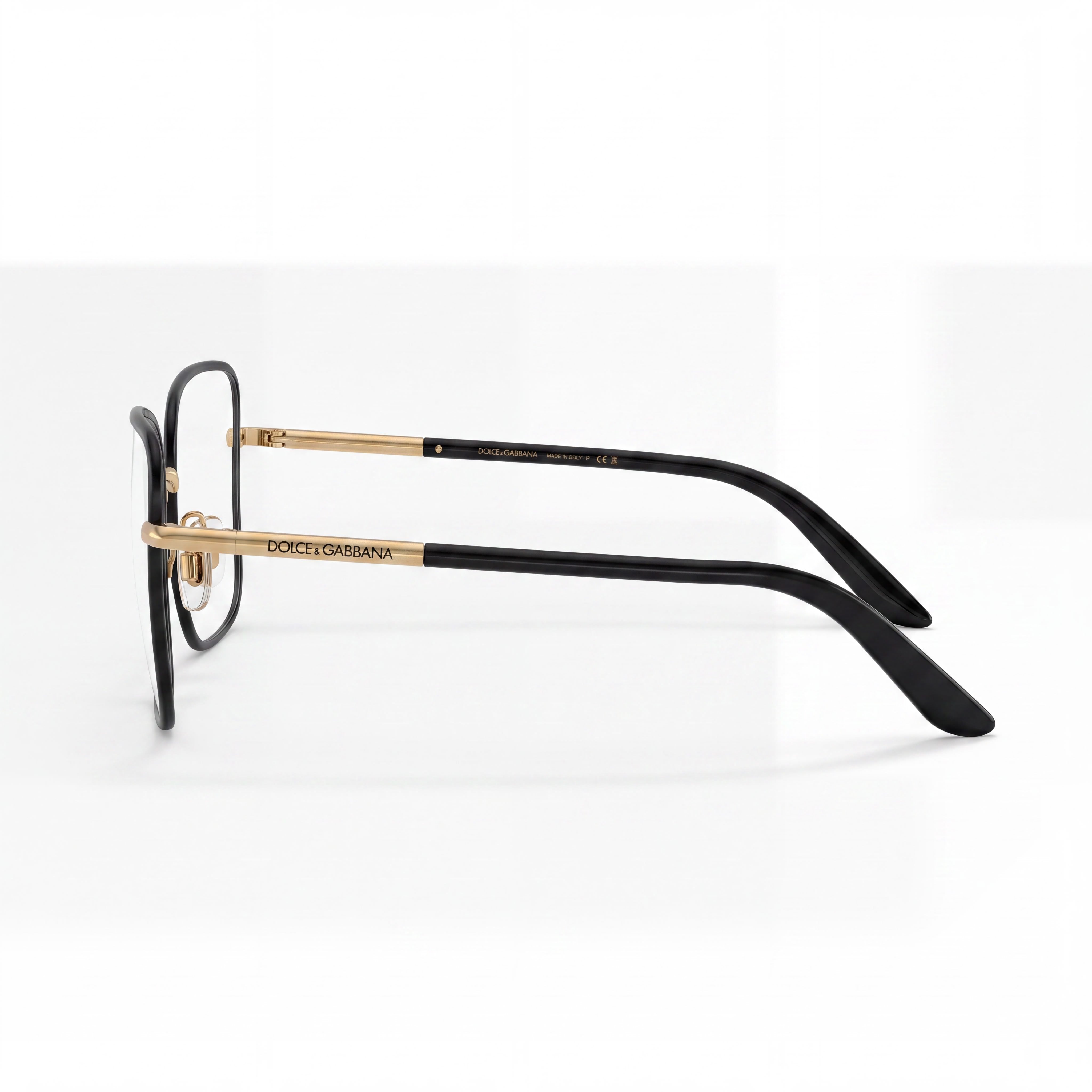 Dolce & Gabbana Classic Minimalist Unisex Black Eyeglasses Optical Frames with Clear Demo Lenses - Prescription Ready, Photo 3