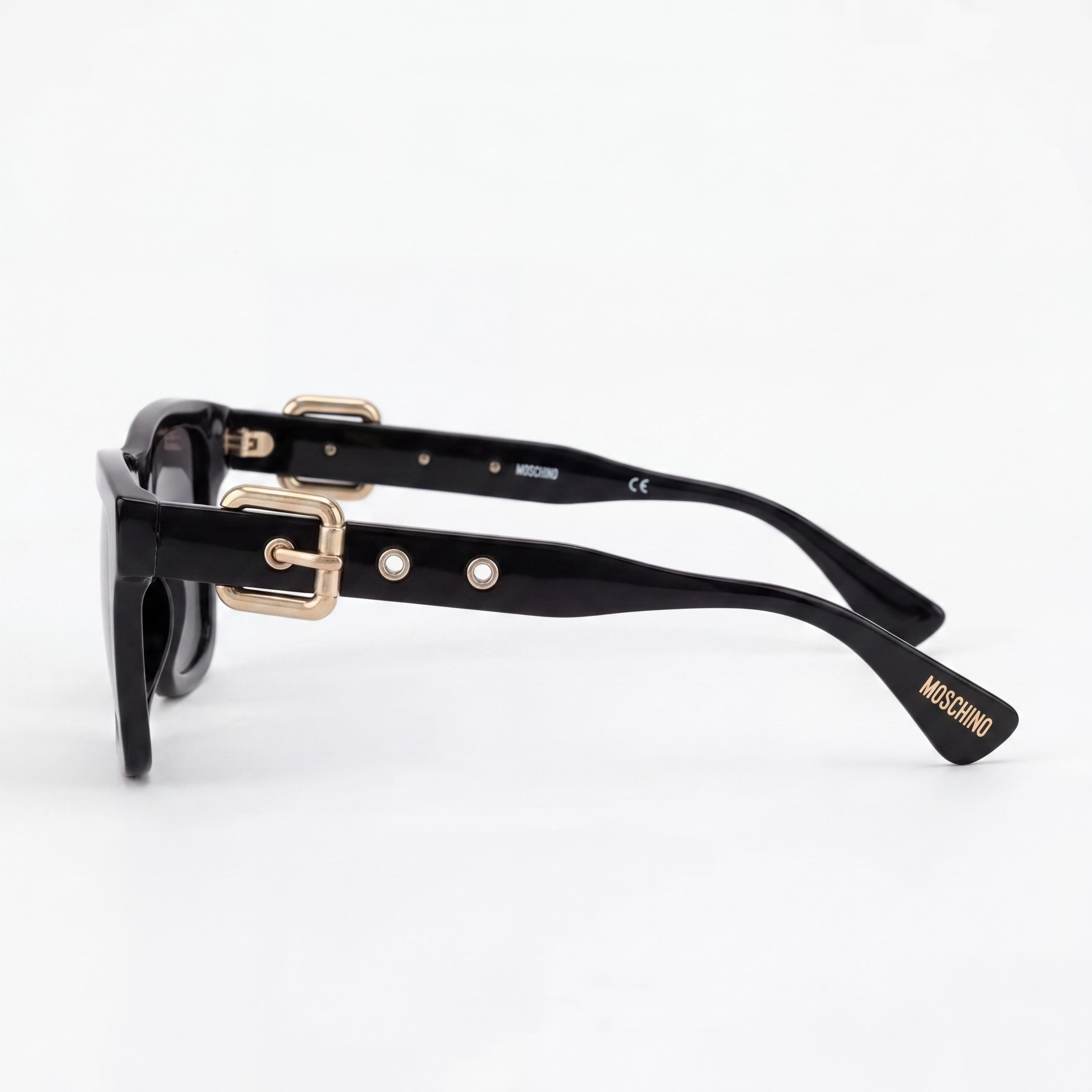 Gafas de sol cuadradas clásicas Moschino MOS131/S para mujer, montura de plástico negra/gris oscuro, lentes negras, protección UV, 54-16-140, Photo 3