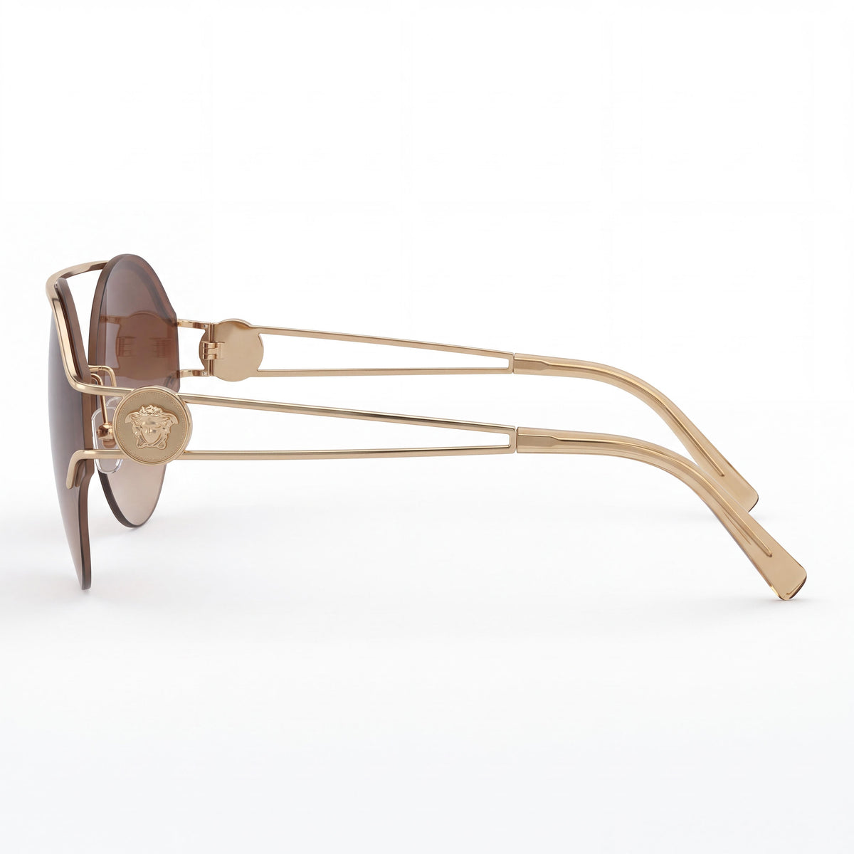 Gafas de sol Versace Ve 2184 para mujer, montura de plástico dorado pálido, protección UV degradado marrón, 61 mm, Photo 3