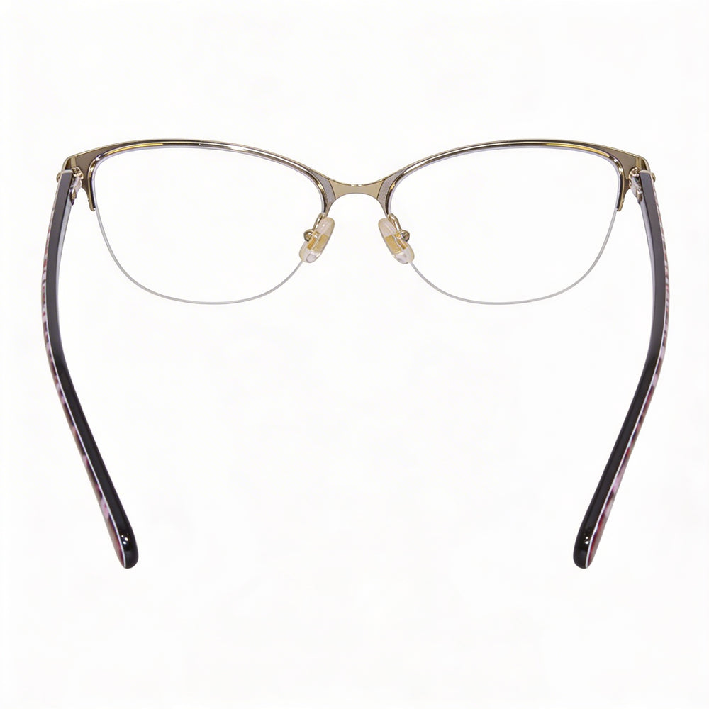 Kate Spade New York Adalina Women's Alloy Steel Semi-Rimless Cat Eye Eyeglasses Black Gold 53mm