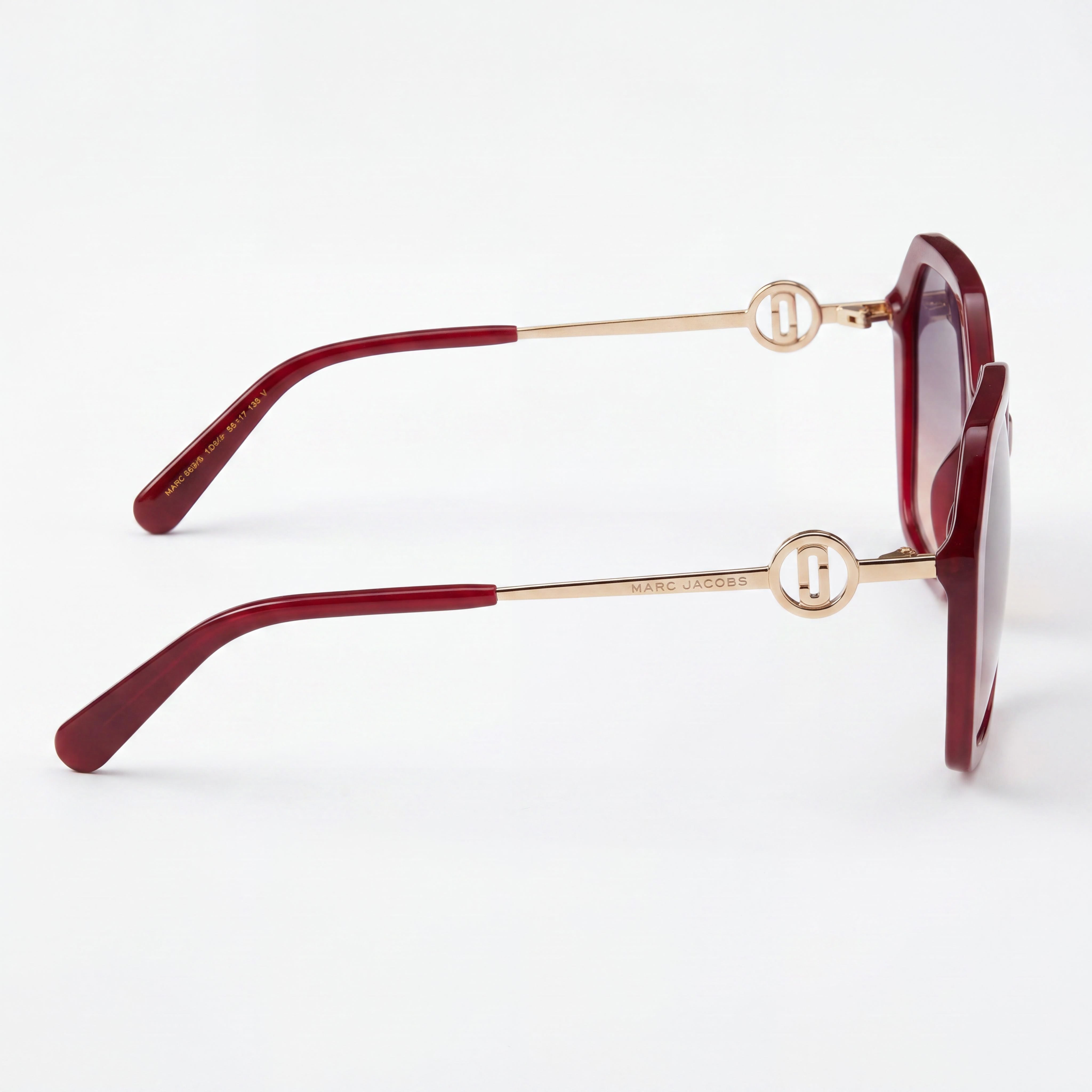 Gafas de sol Marc Jacobs Fashion para mujer de acetato, montura roja, lentes gris fucsia con protección UV 57-17-135, Photo 3