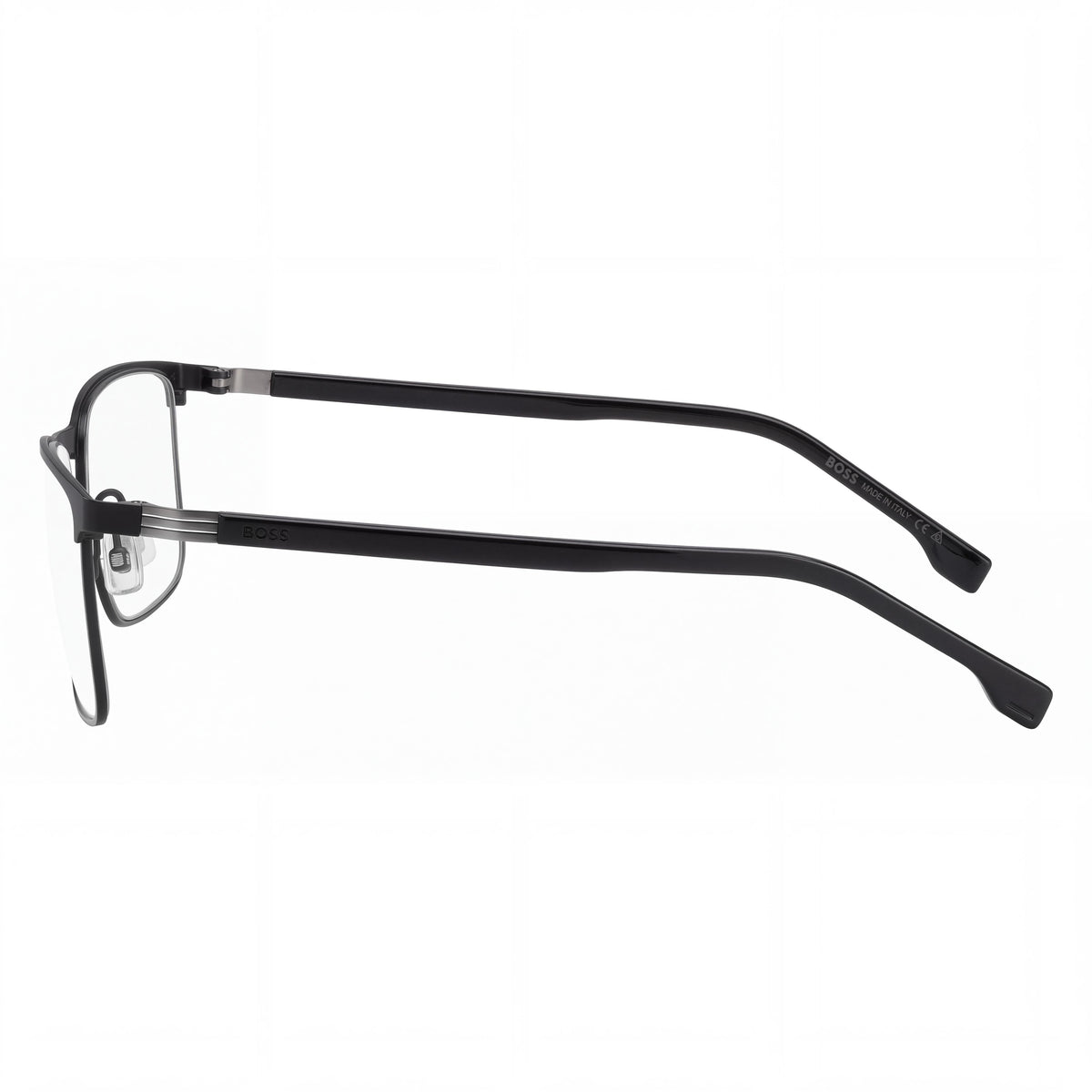 BOSS 1637 Women's Stainless Steel Rectangular Non- Eyeglasses Matte Black Ruthenium Transparent Lenses 54-18-150, Photo 3