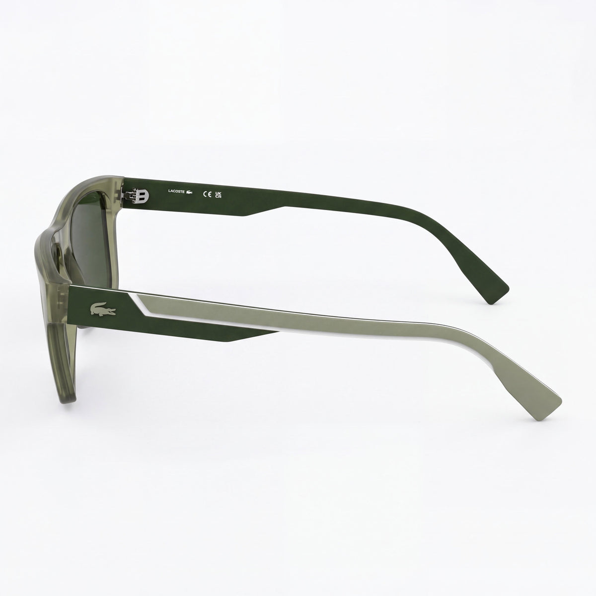 Gafas de sol rectangulares para hombre Lacoste L6058s con montura de plástico en color caqui mate y lentes sólidas verdes no polarizadas con protección UV de 54 mm, Photo 3