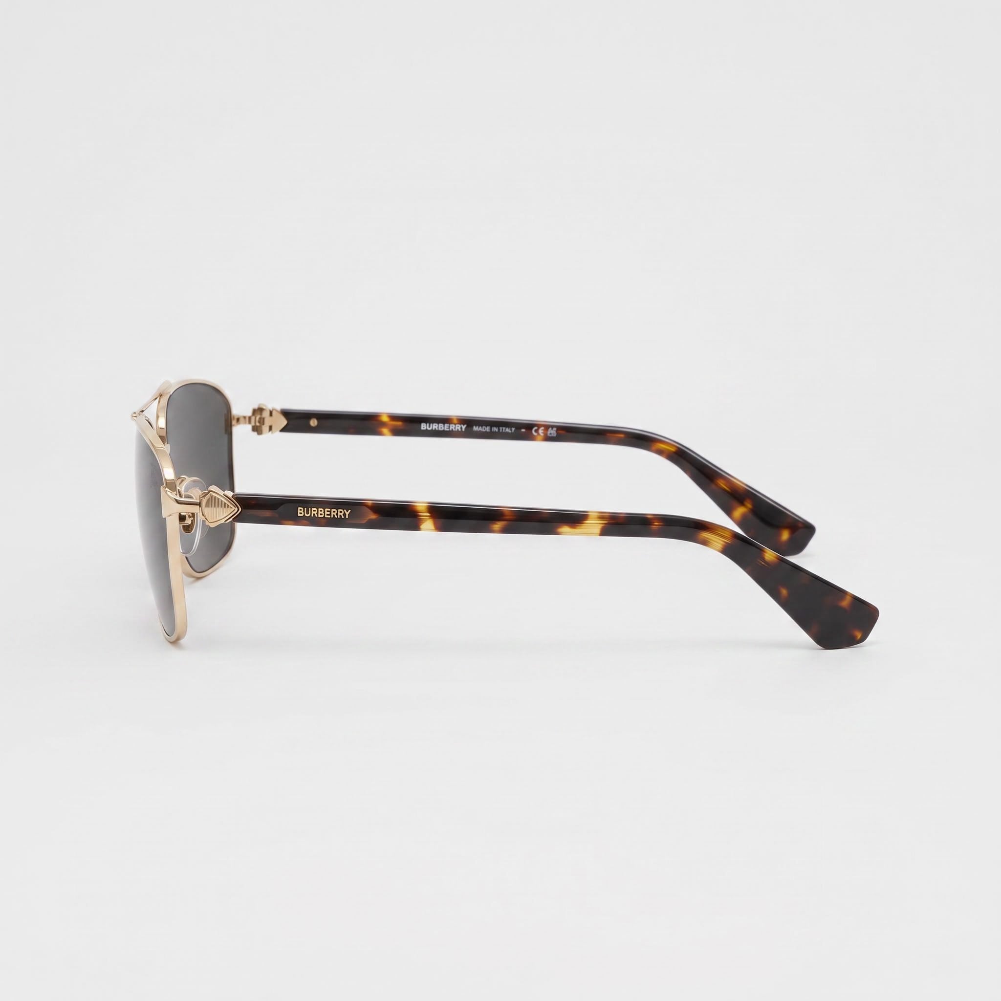 BURBERRY Classic Unisex Metal Gold Dark Grey Non- Polycarbonate Light Gold Lens 60mm, Photo 3