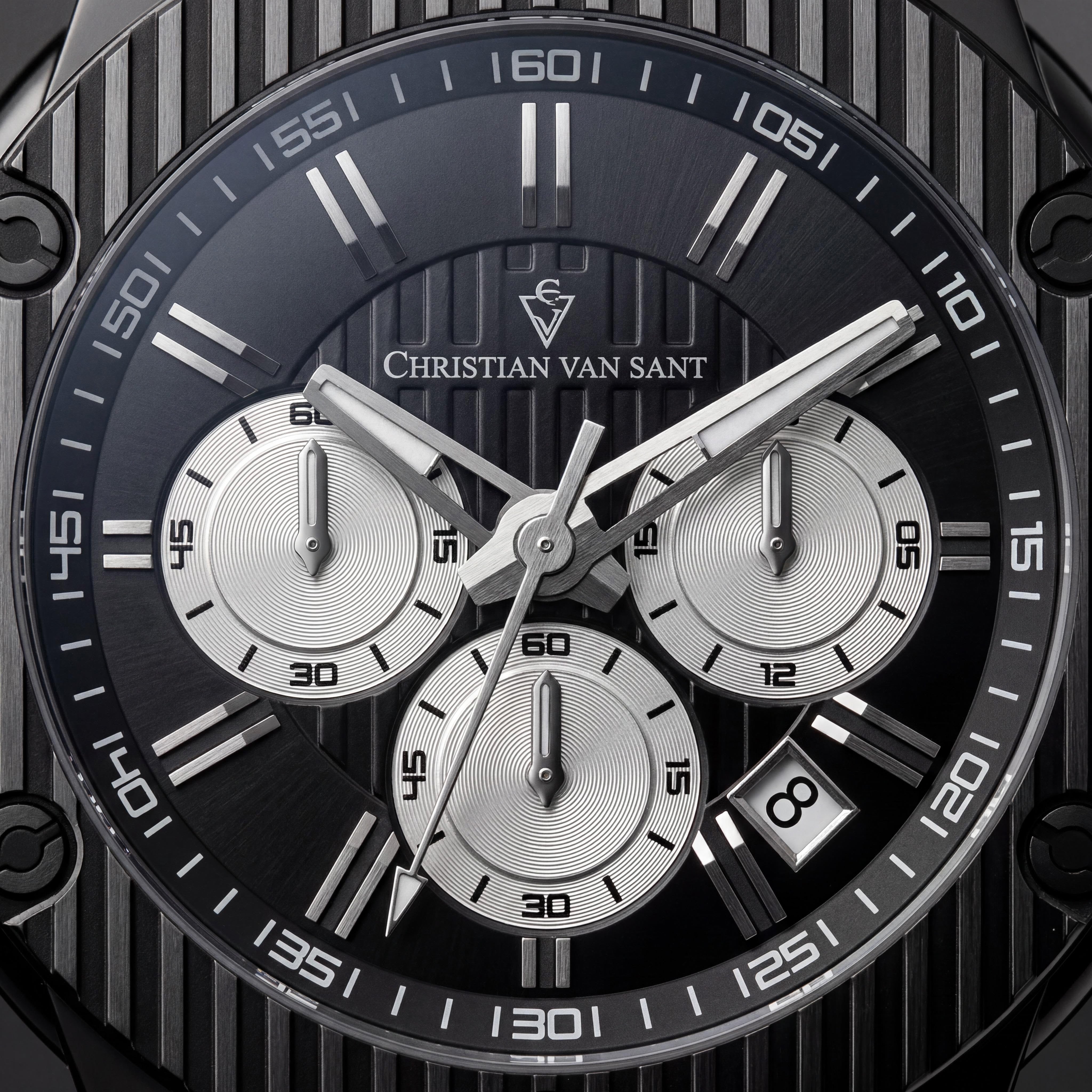 Christian Van Sant CV8145 Men's Red Rubber Strap Stainless Steel Case Quartz Movement Scratch Resistant Water Resistant Watch, Photo 2