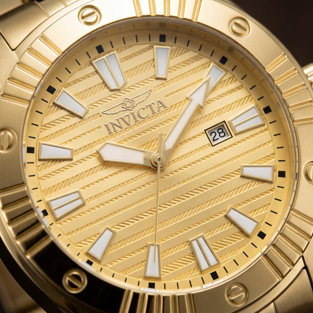 Invicta Angel 50387 Reloj de cuarzo de mujer con esfera dorada, caja y correa de acero inoxidable, 47 mm, 10 ATM